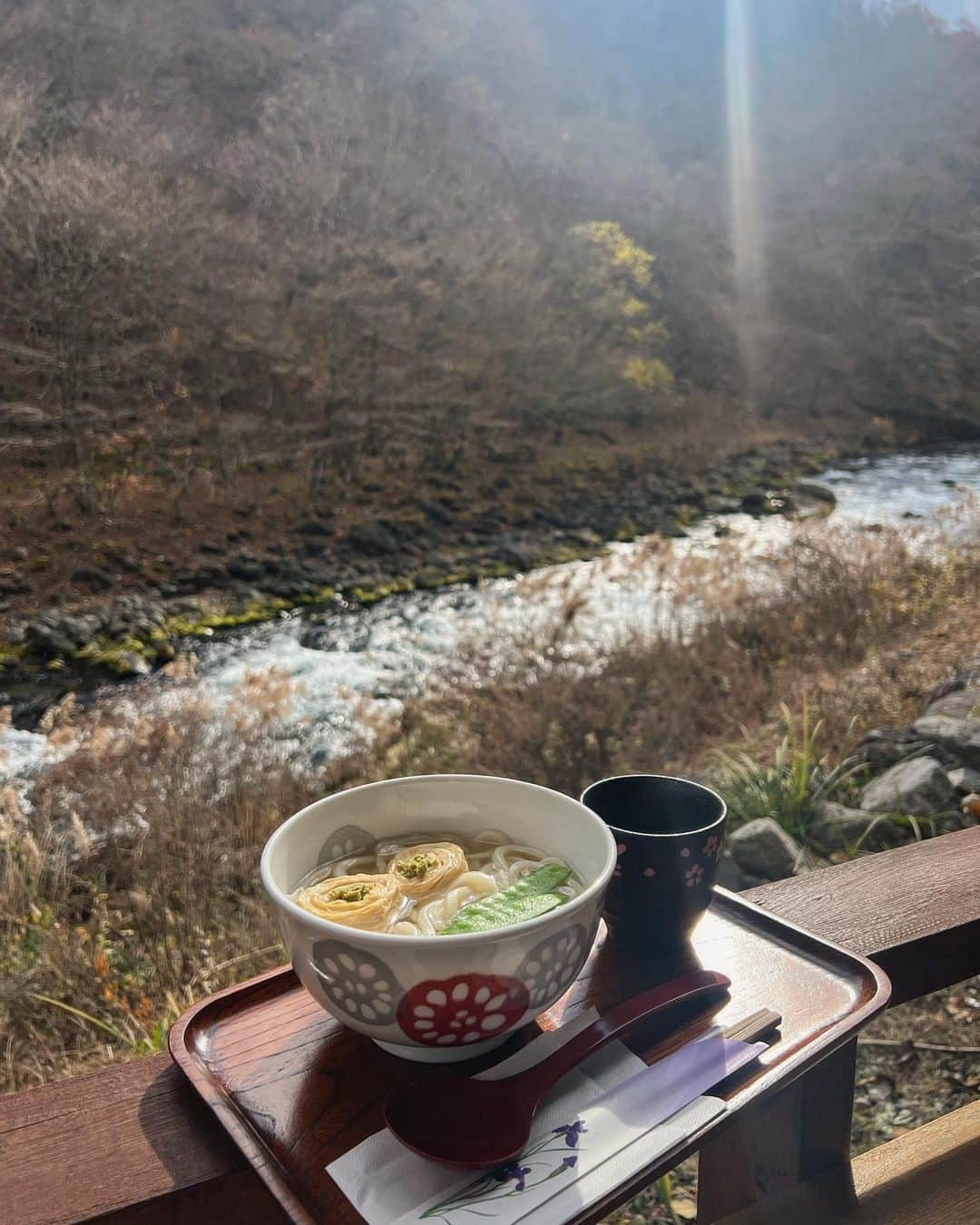 西村まどかさんのインスタグラム写真 - (西村まどかInstagram)「湯葉うどん。ここ良かったー！ 日光東照宮のすぐ近くで見つけました☺︎  寒い中食べる優しいうどん最高♨️ 景色も気持ちよかったーー！  ここの常連の方々が、 日光の近道とか教えてくれたり みんな優しかった🍂  近くに来たらまた行きたい☺︎  #三天甘太郎 #栃木グルメ  #日光東照宮 #うどん巡り」12月12日 15時38分 - madoka_nsmr