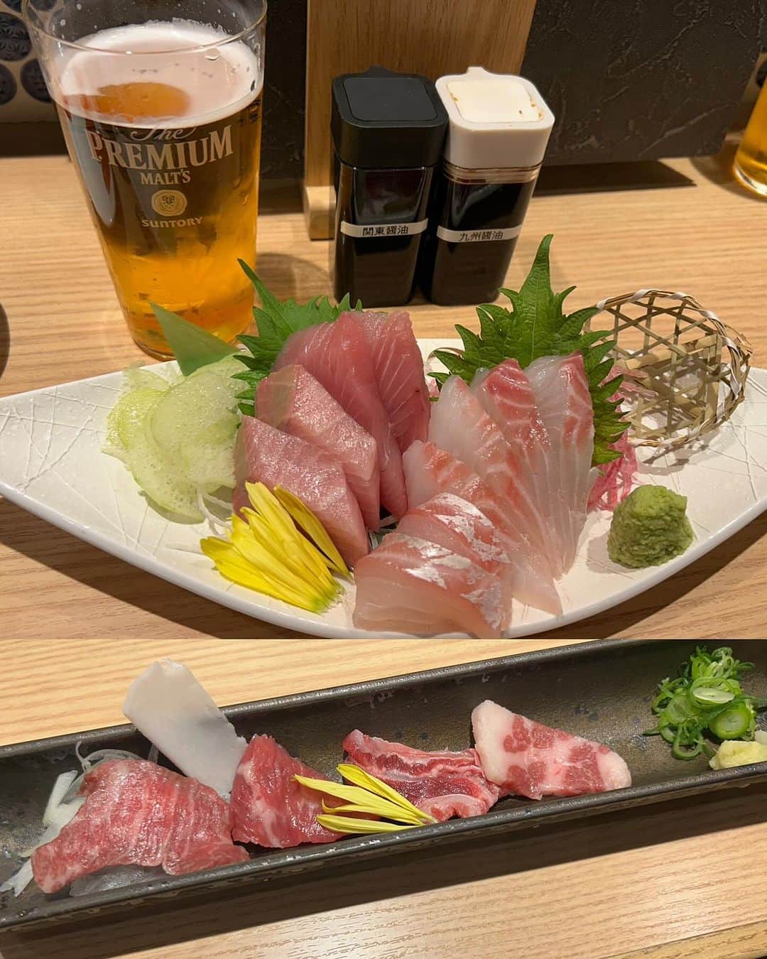 朝桐光さんのインスタグラム写真 - (朝桐光Instagram)「新橋　⭐️魚馬るふぶき⭐️  🟡名物お通し刺身盛り合わせ  🟡馬刺しの盛り合わせ  🟡馬バラ肉のしゃぶしゃぶ  🟡白子天ぷら  🟡芽ねぎのつまみ  をいただいたよ🎶  まず、お通しのお刺身のボリュームにビックリ✨ 分厚くカットされてて美味しいーっ👍✨  馬刺しは新鮮で甘いお醤油につけて食べると絶品っ！ もっと食べたかったぁ😋  きました！  馬バラ肉のしゃぶしゃぶ❤️  しっかりめの出汁にしゃぶしゃぶー🎶  めっちゃ美味しいー✨  セリの根っこが美味しいの初めて知った🤤🤤🤤  馬バラとっても美味しいんだけど、出汁がなんせ美味しすぎて出汁のみながらお酒のめるくらい🤣👍✨  白子の天ぷら、私の大好物芽ねぎも美味しくて大満足✨  食べたいメニューが沢山あって一回ぢゃ足りない！  また行くっきゃないね🎶  カジュアルで入りやすい雰囲気のお店だから、お一人様、お友達と、 あと、2階は個室があるみたいだから、忘年会とかにもいいね✨  かなーりおすすめなお店です✨👍✨  PR @uobaru.fubuki  #新橋グルメ #新橋居酒屋 #新橋海鮮 #新橋飲み #新橋ディナー #内幸町 #内幸町グルメ #汐留グルメ」12月12日 16時18分 - akari_asagiri