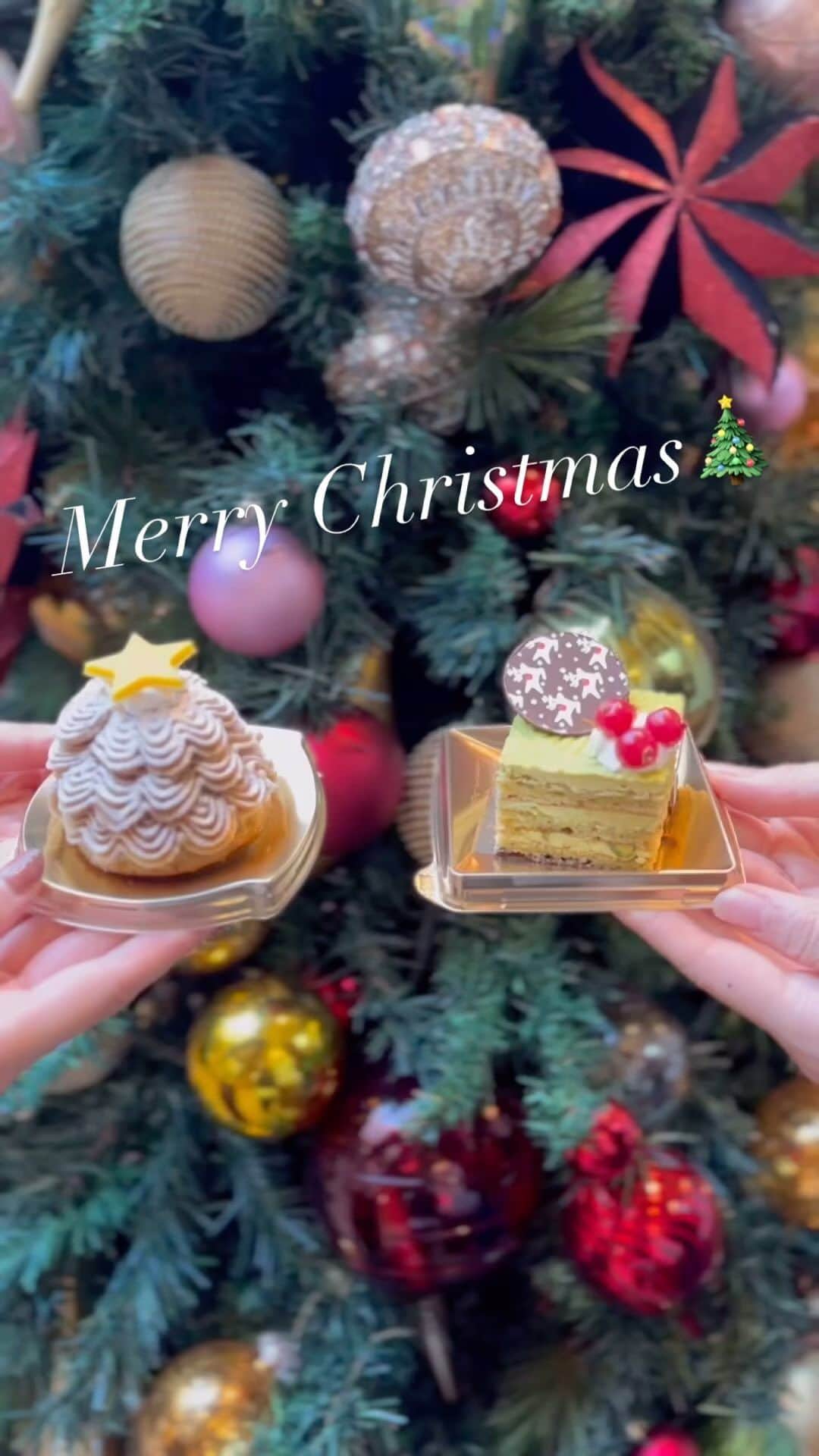 ホテル椿山荘東京のインスタグラム：「. クリスマスシーズンのご褒美や手土産にいかがですか？🍰🎄 How about a Christmas season treat or souvenir？  🍰クリスマスピスターシュ　¥850 ピスタチオ三昧のコク深いケーキです。  🌰モンブランツリー　¥850 マロングラッセをのせ、マロンクリームをクリスマスツリーに見立てて絞りました。  2023年12月1日（金）〜12月25日（月） ホテルショップにてお買い求め頂けます！  @hotelchinzansotokyo_official  #cake #montblanc #sweet #takeoutesweet #pistachio  #テイクアウトスイーツ #ケーキ #モンブラン #ピスタチオ」