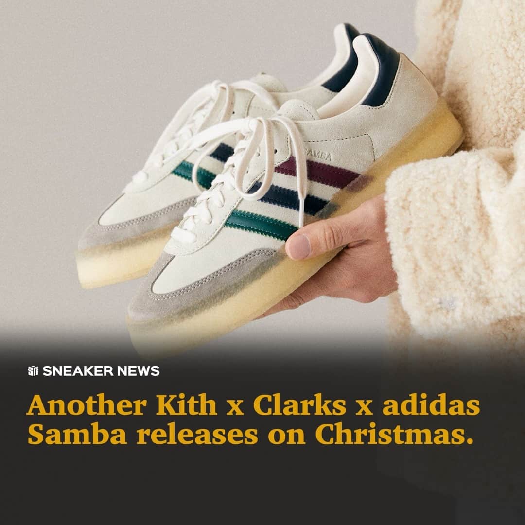 Sneaker Newsのインスタグラム：「Ronnie Fieg introduced the 8th Street Samba by adidas Originals and Clarks Originals in March. For Christmas 2023, the silhouette will return in a new colorway.⁠ ⁠ Visit the LINK IN BIO for more details.」
