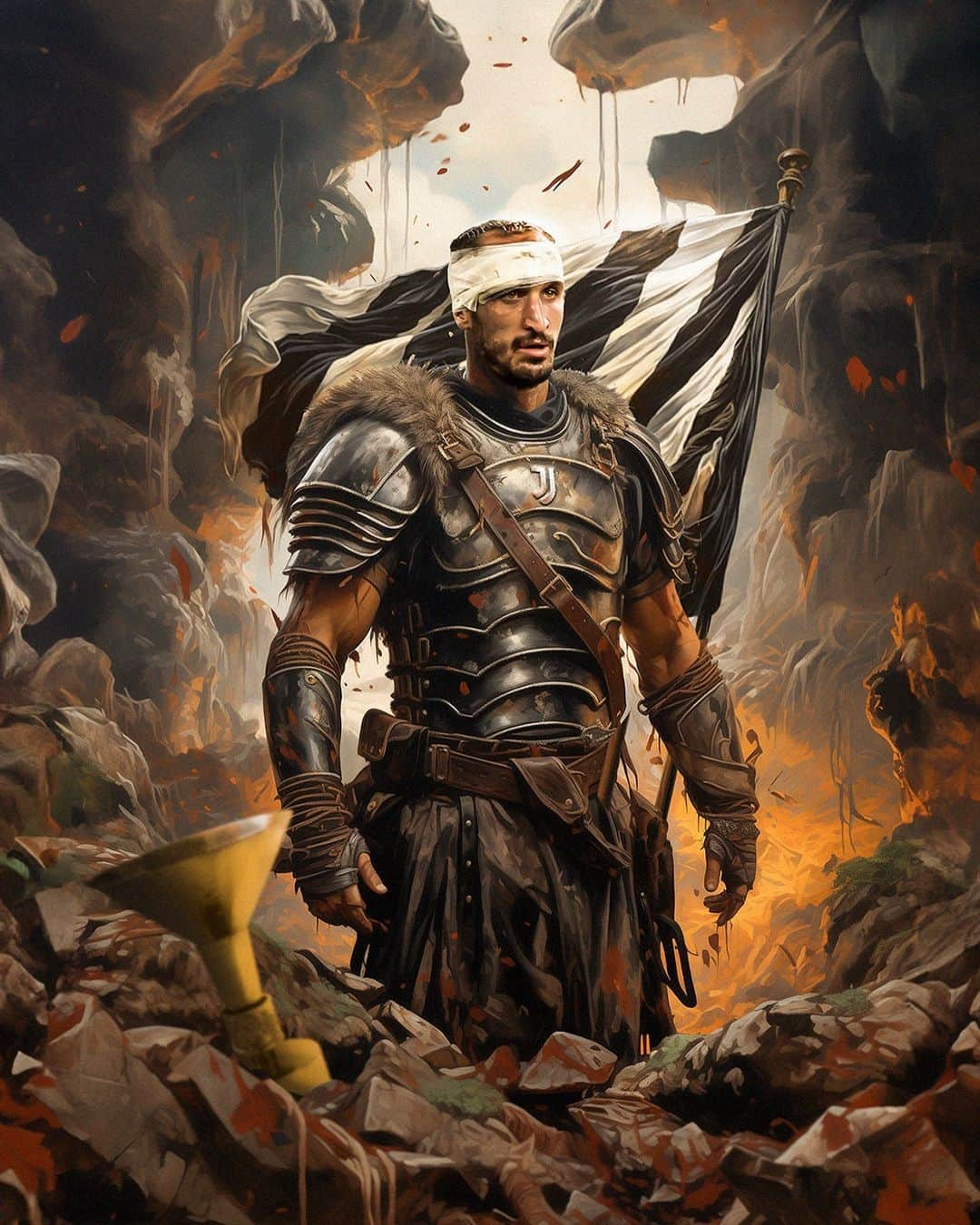 ジョルジョ・キエッリーニのインスタグラム：「Warrior ⚔️ Captain ©️ Champion 🏆  Thank you for everything @giorgiochiellini ♾️🤍🖤」