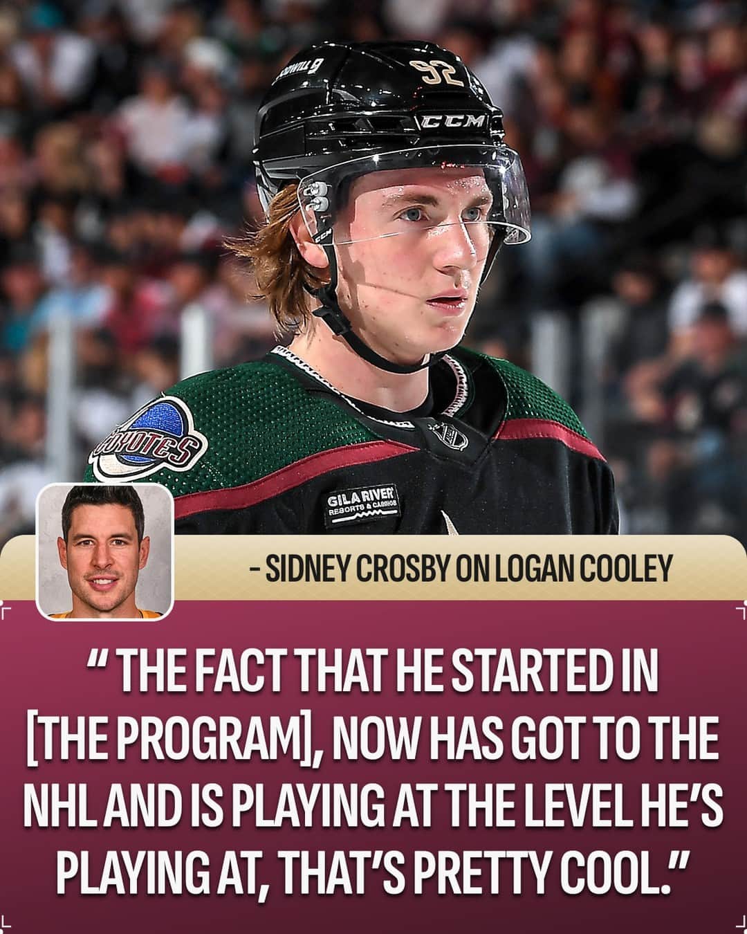 NHLのインスタグラム：「From the Little Penguins Learn to Play Hockey program to the NHL. 🥹  @logancooley18's road to the @arizonacoyotes is pretty cool!」