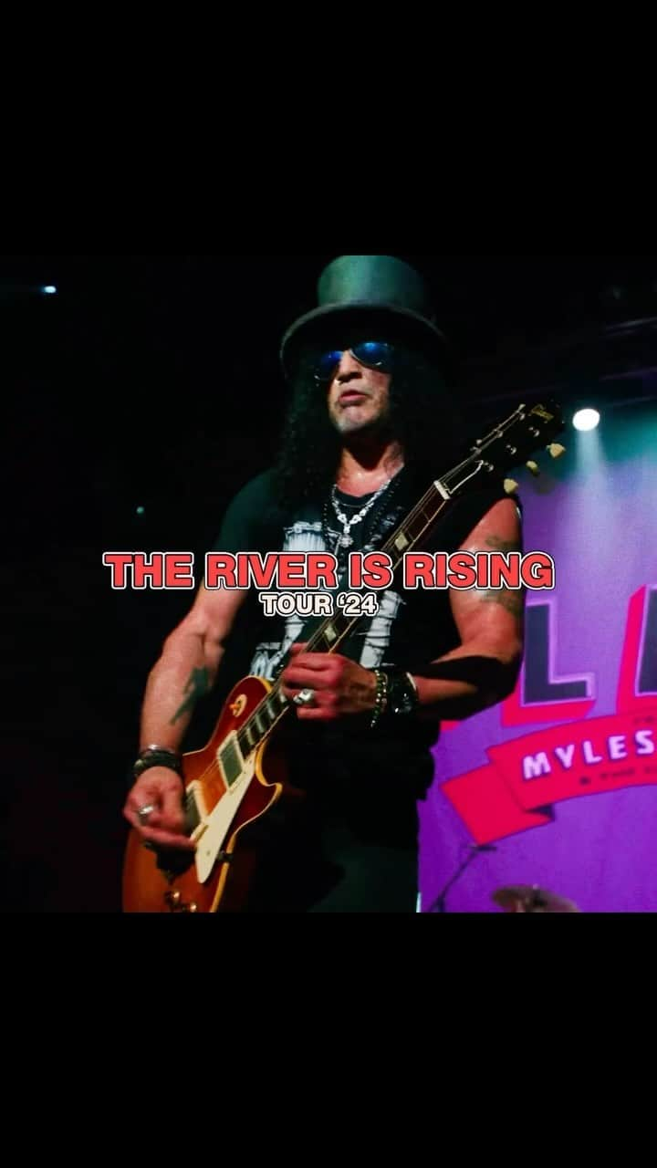 スラッシュのインスタグラム：「The River is Rising- Rest of the World Tour is starting in Jan 2024! Grab your tix now. Link in bio 🔥  #slashnews #slash #myleskennedy #riverisrising #toddkerns #franksidoris #brentfitz #conspirators」