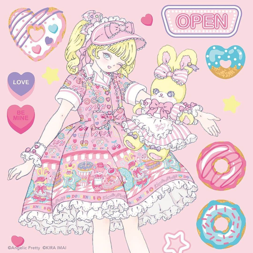 今井キラのインスタグラム：「Angelic Pretty「Toy's Donut Dinerポストカード」のイラストを担当させて頂きました🍩 ⁡ ⁡ #angelicpretty #ロリータファッション #ロリータ」