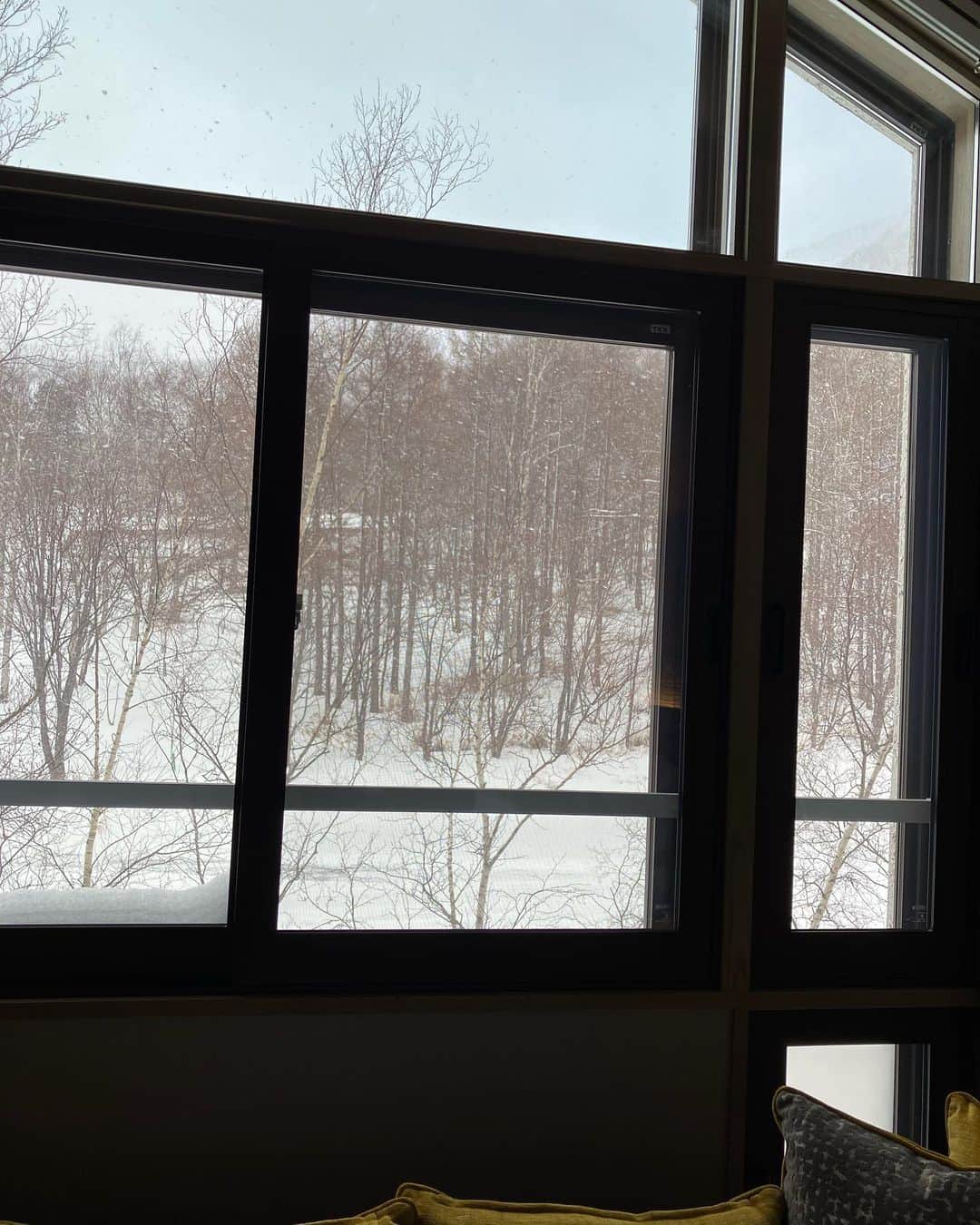 吉見佑子のインスタグラム：「留守都リゾート、たった一泊の吹雪。頬にあたる粉雪受けて、露天風呂　スキーもできないけれと、されど雪は同じように」