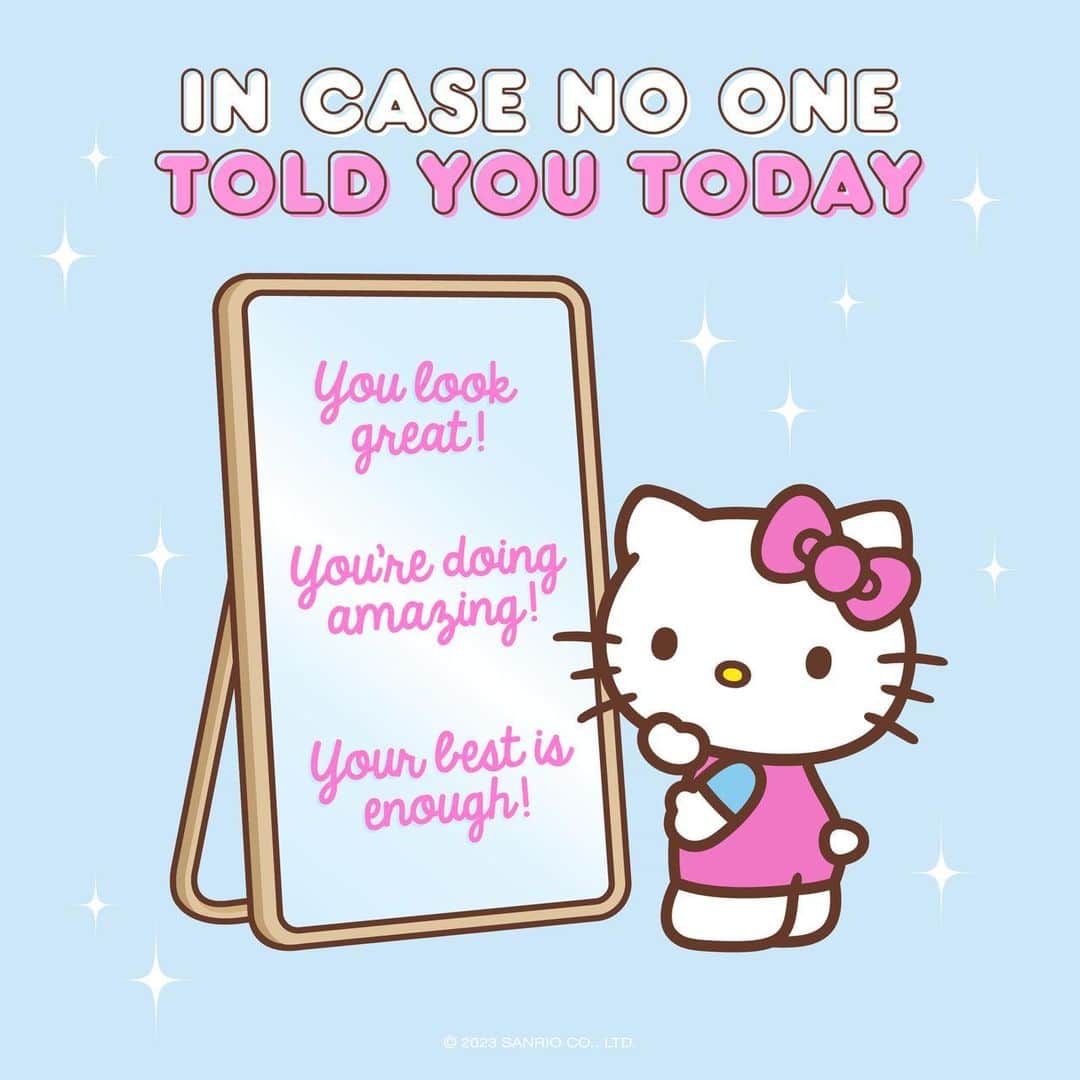 Hello Kittyのインスタグラム：「#WellnessWednesday: Morning affirmations to start your day 🪞💕 Tag a bestie!」