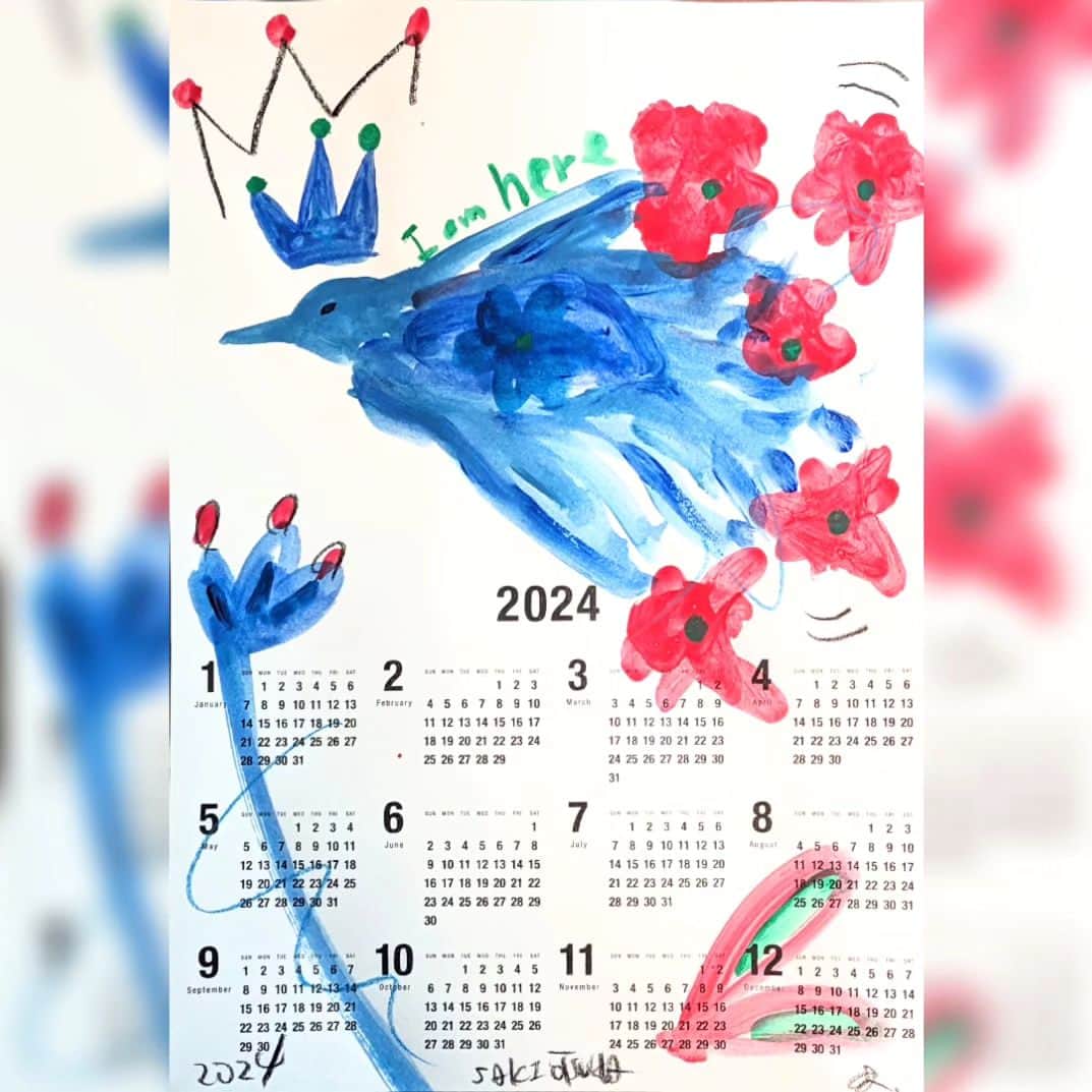 大塚咲さんのインスタグラム写真 - (大塚咲Instagram)「2024年ドローイングカレンダー、鳥やカラスや馬もアップしました🔥 A3サイズの手描きカレンダーです。サインマークのエンボス加工付き。 #SAKIOTSUKA  #ドローイング #カレンダー #1点もの」12月14日 1時35分 - otsukasaki_