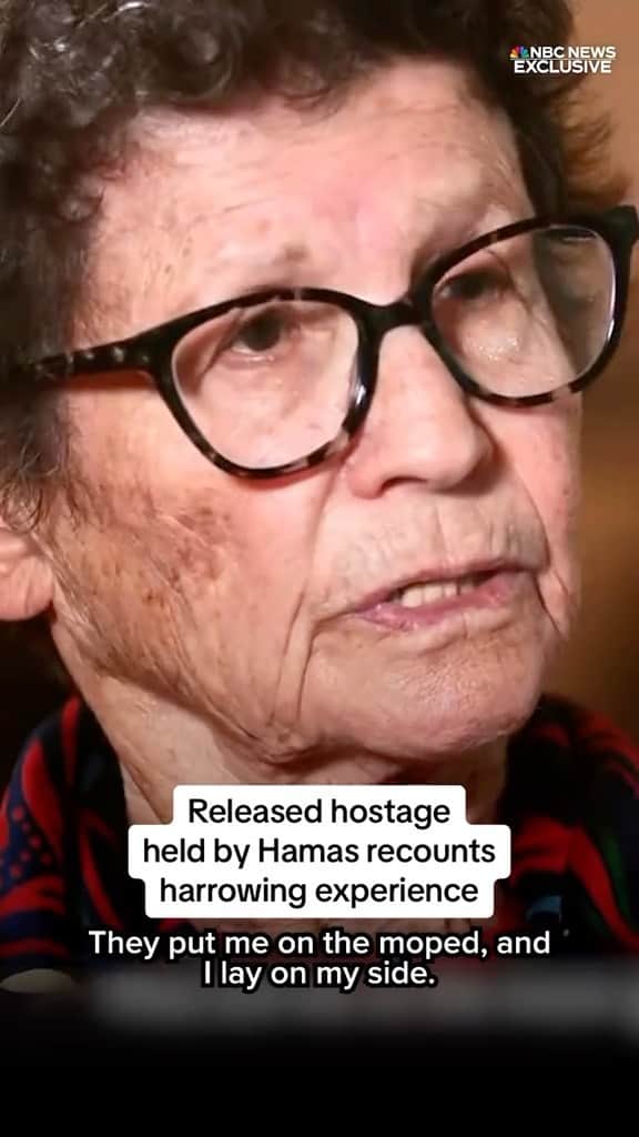 NBC Newsのインスタグラム：「85-year-old Yocheved Lifshitz, who spent 17 days in Hamas captivity, says time is running out to free the remaining hostages in an exclusive interview with NBC News’ @oarichardengel .」