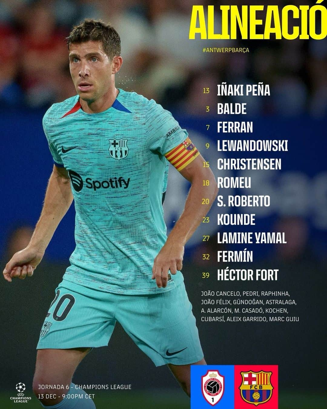 FCバルセロナのインスタグラム：「🚨 BARÇA XI 🚨 #AntwerpBarça」