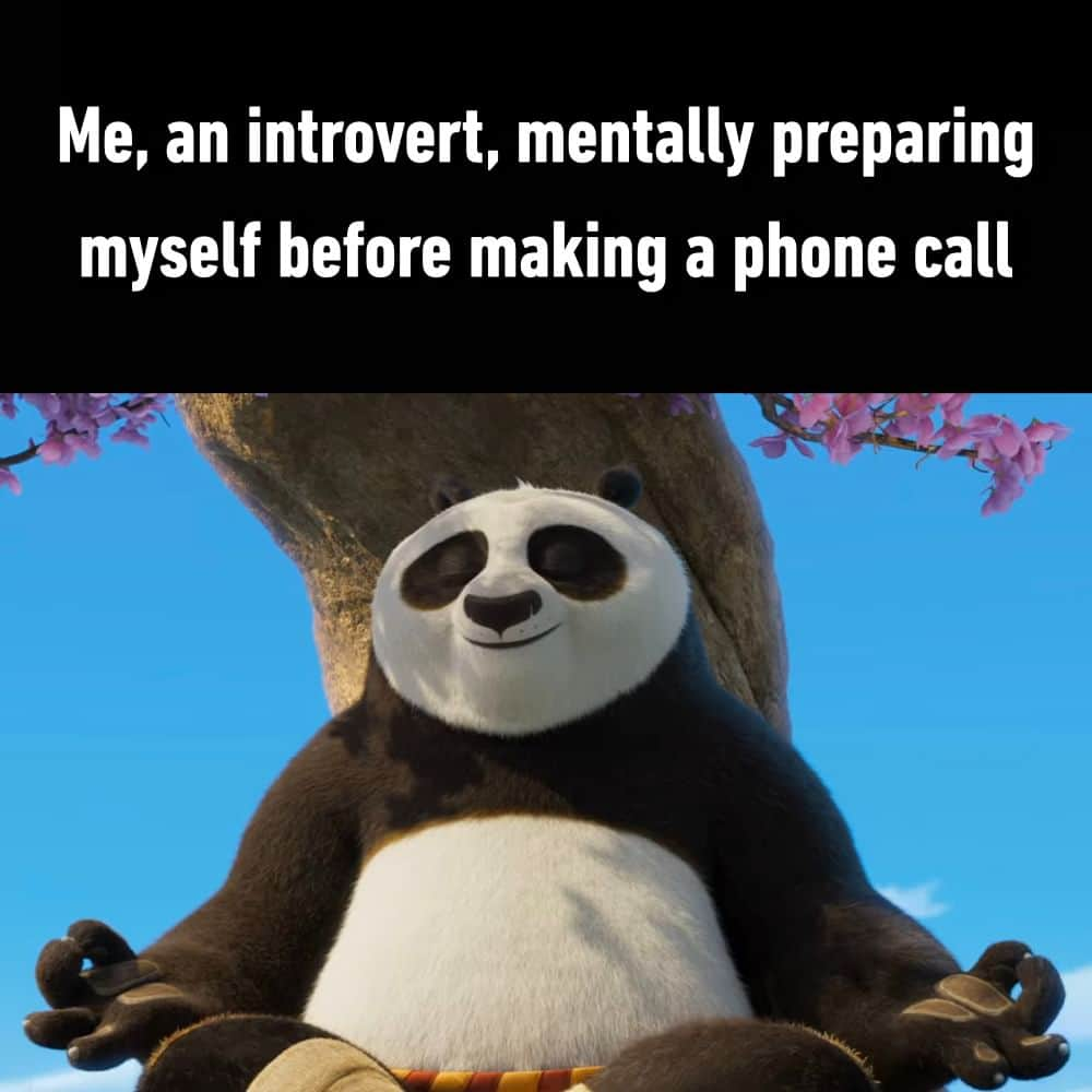 9GAGのインスタグラム：「"Inner peace" - #kungfupanda4 #kungfupanda #po #introverts #phonecall #memes #9gag」