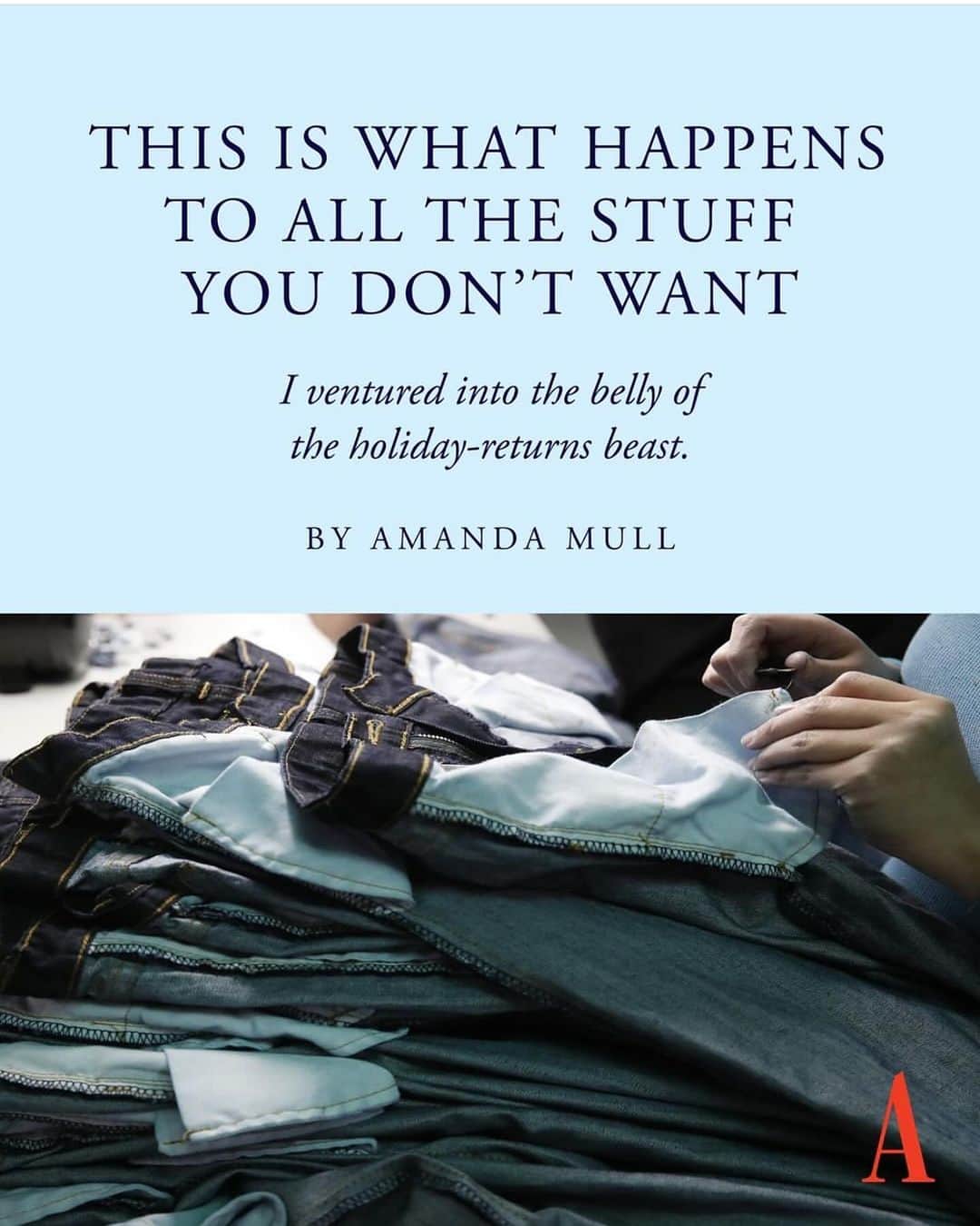 トームのインスタグラム：「#repost @theatlantic One in every four online purchases will be returned. During the holidays, that number is even higher. Amanda Mull visited a facility that sorts through all the goods American shoppers don’t want, to see what really happens to the things we return.⁠ ⁠ Most returns aren’t processed by the company from which the item was sold. There’s a system called reverse logistics, which is basically “the business of moving unwanted products back up the supply chains from whence they came, or into different supply chains entirely,” Mull writes. Inmar Intelligence, the company that owns the facility Mull visited, is the largest returns liquidator in North America. It processes items like clothing, home decor, and the masses of cardboard that packages each product.⁠ ⁠ “Of the brands that Inmar processes, those that sell their own products directly to the general public put more than 90 percent of their returns back into their inventory on average … Meanwhile, retailers that sell a bunch of different brands do so with less than half of their returns,” Mull writes. “In the best-case scenario, what can’t be sold again by its original retailer will be liquidated to wholesale buyers, eventually stocking discount stores or resale platforms domestically or small retailers in poorer countries. The stuff that doesn’t find a buyer will be donated, recycled, or destroyed. (‘Destroyed’ is the preferred industry euphemism for products that end up landfilled, incinerated, or otherwise trashed.)” ⁠ ⁠ Much of the returns process involves complex machinery and data analysis, but the millions of products the facility sifts through every year still must pass in front of human eyes. “All of this—the high return rates, the extra stock, the endless shipping, and the enormous numbers of workers sniffing and buttoning their way through careful decisions—doesn’t come cheap. That expense drives up the prices of consumer goods for everyone, no matter what your personal shopping and returns habits are,” Mull writes. Read the full story at the link in our bio. ⁠ ⁠ 📸: Jim Young / Bloomberg / Getty」