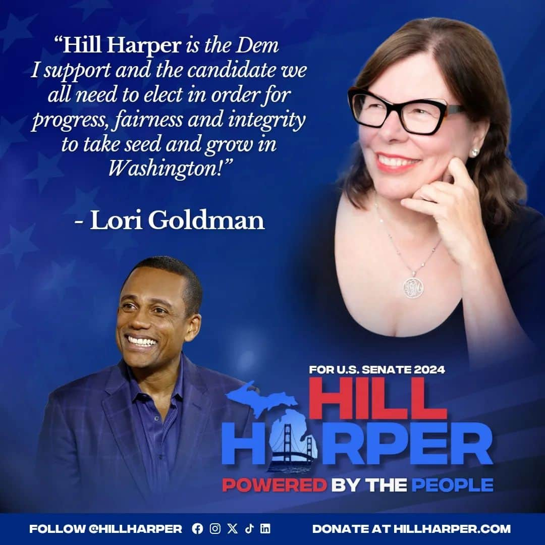 ヒル・ハーパーのインスタグラム：「I am so grateful to Lori for believing in our vision and journey to create meaningful change in politics. Her endorsement is not only of our campaign’s values, but also a call to action for all who believe in a better future.  Lori’s remarkable track record in mobilizing communities and advocating for progressive causes amplifies the strength of our campaign. Together, with her support and guidance, we will continue our work with even greater determination.」