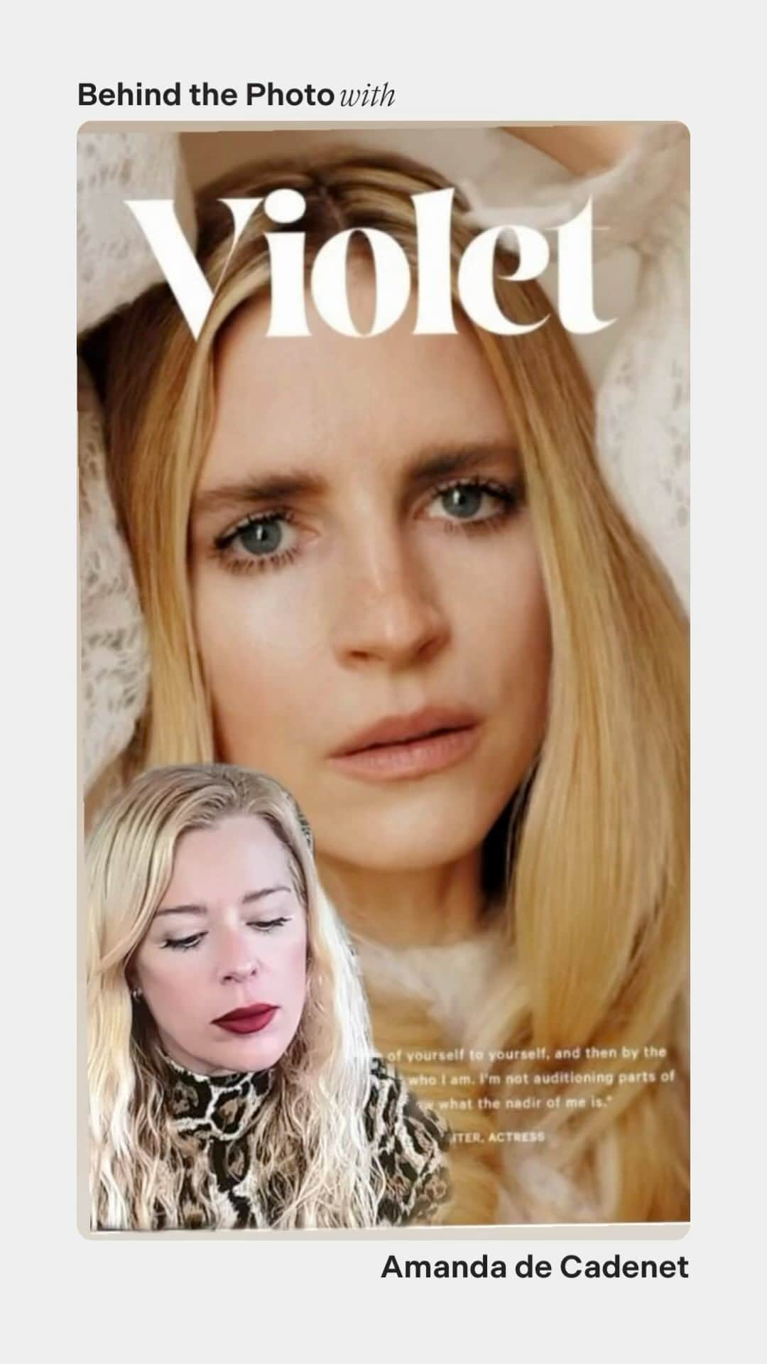 アマンダ・デ・カディネットのインスタグラム：「Behind the Photo with @britmarling and @thevioletbook . Shot on film this cover story is out now, watch to hear the story behind this image. #BritMarling #FilmPhotography #VioletBook #girglaze」