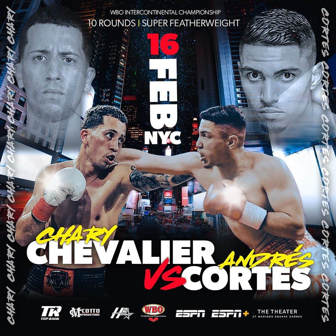 ミゲール・コットのインスタグラム：「BAYAMÓN EN NUEVA YORK💥🥊  CHEVALIER VS CORTES 🗓️16 DE FEBRERO Madison Square Garden Theater」
