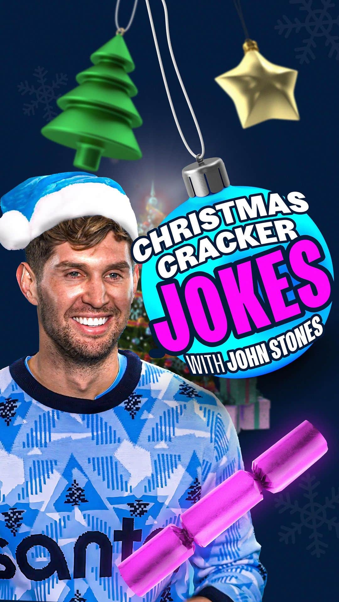 マンチェスター・シティFCのインスタグラム：「‘How is Drake like an elf?’ 🤔  Cheesy Christmas Cracker jokes with @johnstones5! 🧀🎅」