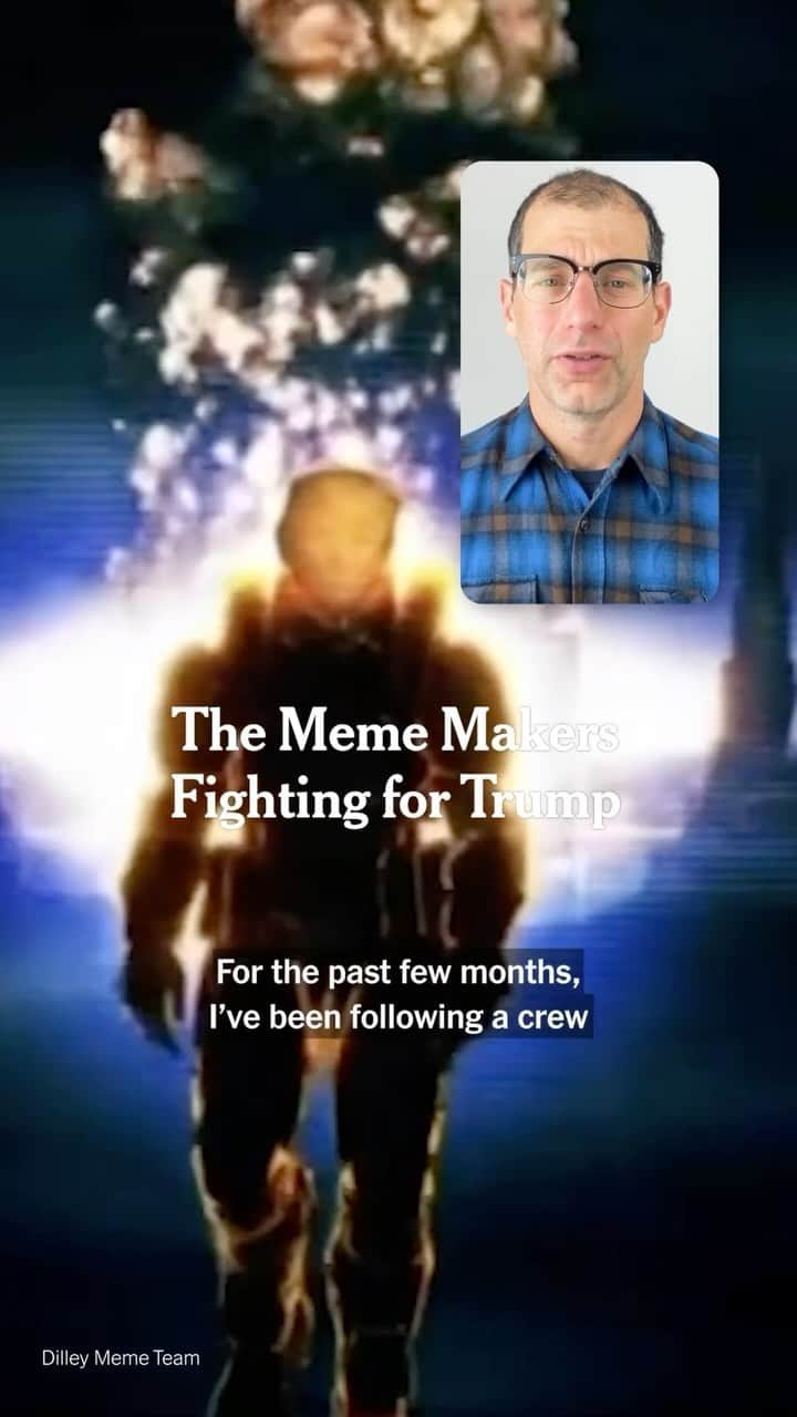 ニューヨーク・タイムズのインスタグラム：「The Meme Makers Fighting for Trump’s Re-election in 2024  The Times’s Ken Bensinger has been tracking a group of mostly anonymous video producers who are flooding social media with memes riddled with sexist and racist tropes.  Tap the link in our bio to learn more about the troll army waging Trump’s online campaign.」