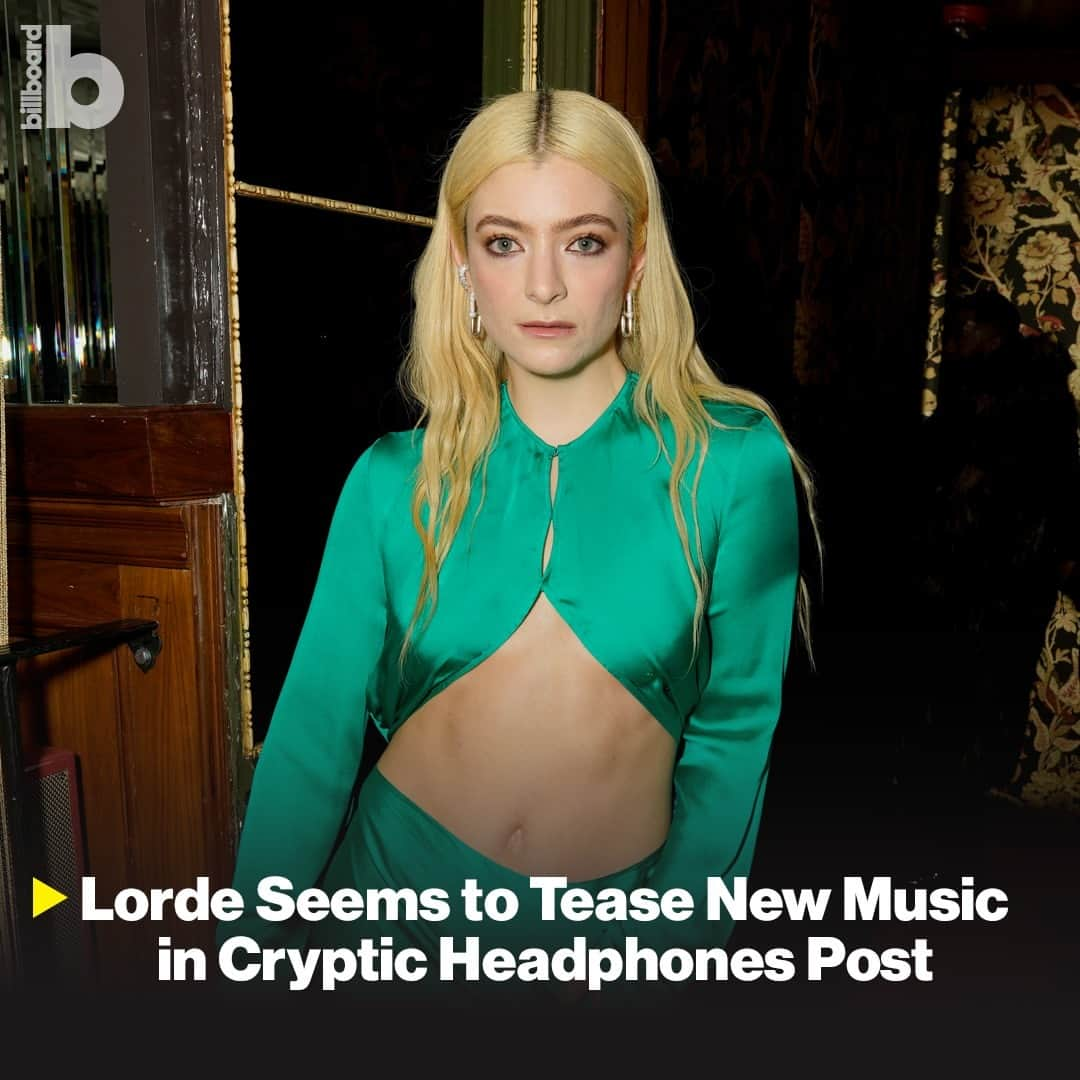 Billboardのインスタグラム：「It looks like Lorde has new music on the way 👀 ⁠ ⁠ “Listening to myself," she shared while rocking a pair of headphones and striped pajamas.⁠ ⁠ What we know about how Lorde is "building stamina for this chapter" is at the link in bio.」