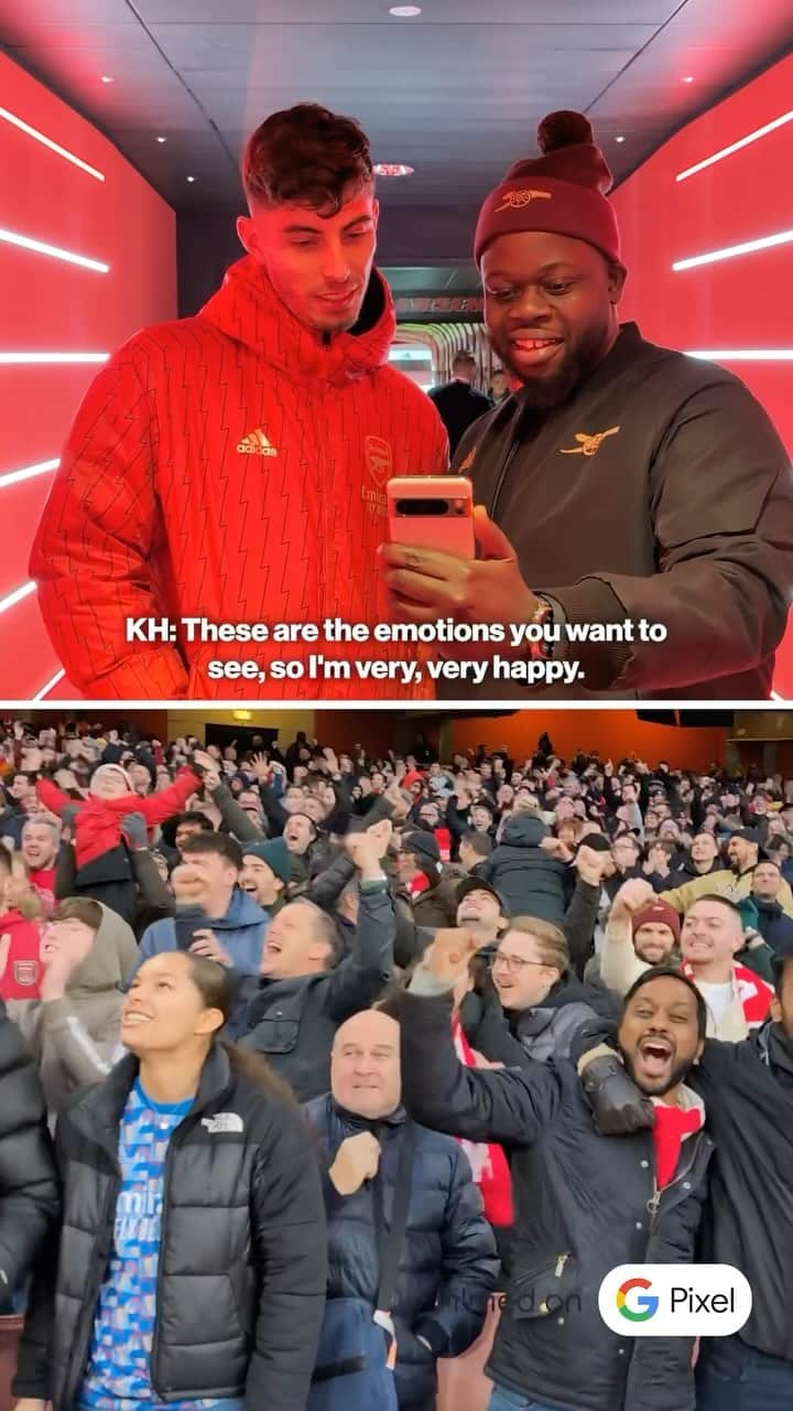アーセナルFCのインスタグラム：「💬 “These are the emotions you want to see, so I’m very, very happy.”  Kai talks us through his brilliant finish against Brighton & Hove Albion on Sunday 🤩  Shot on Google Pixel 🤳」