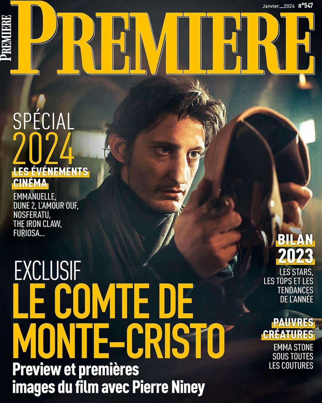 ピエール・ニネのインスタグラム：「COVER de @premierefr pour le COMTE DE MONTECRISTO ! 💥 Adapté du chef d’œuvre de Dumas par @matt_delaporte & @alexdelapat ! Produit par @dimitri_rassam & @pathefilms.」