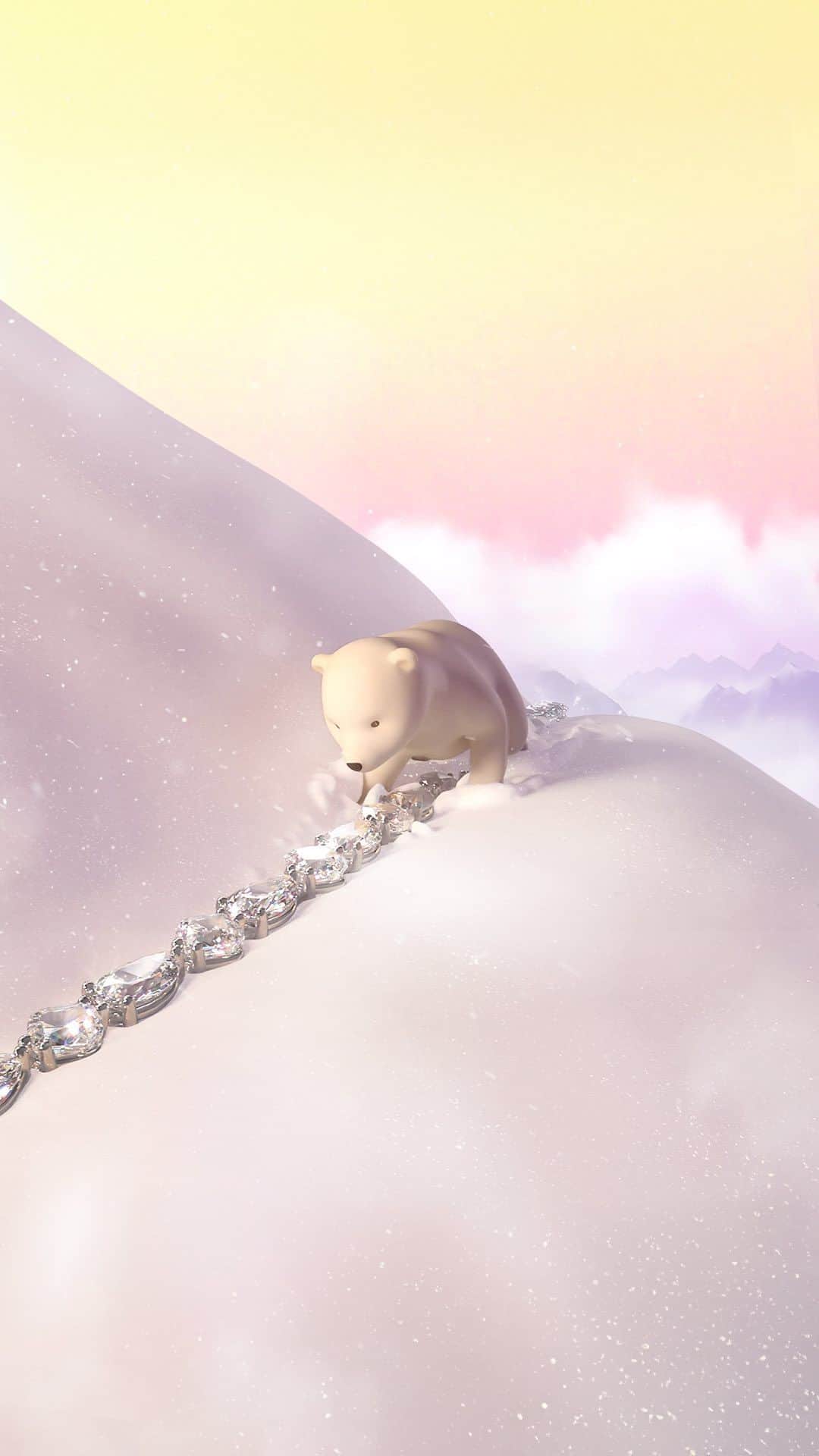 ショパールのインスタグラム：「A river of #ChopardDiamonds. As the hide-and-seek game comes to an end, a significant friend remains to be found by #ArtyTheBear. Can you guess who’s missing? #Chopard #ChopardFairytale #ChopardGift #HolidaySeason #SwissMade #HighJewellery」