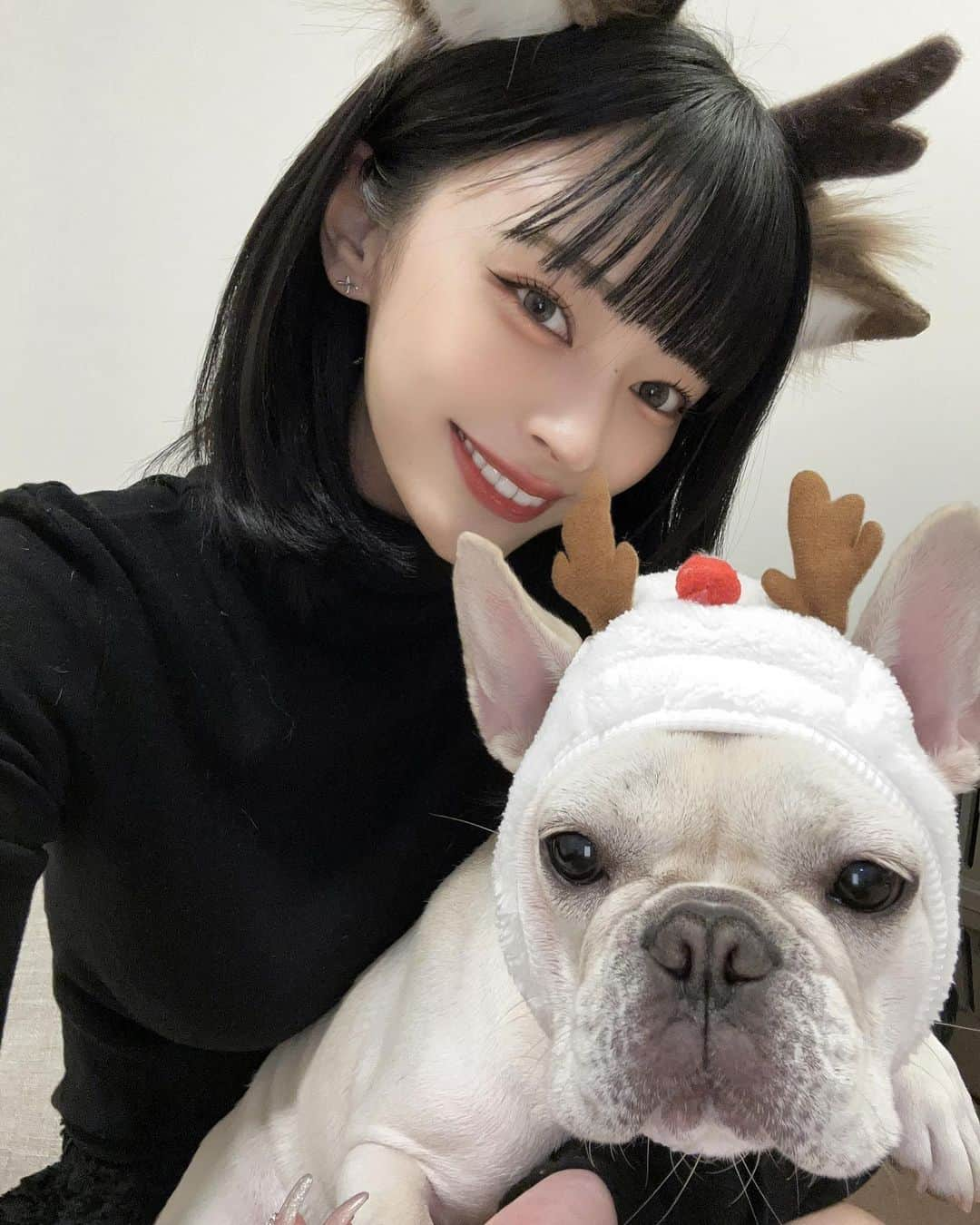 ミナのインスタグラム：「𝑀𝑒𝑟𝑟𝑦 𝐶ℎ𝑟𝑖𝑠𝑡𝑚𝑎𝑠 🎄✨ 小町と過ごすはじめてのクリスマス❤︎‬」