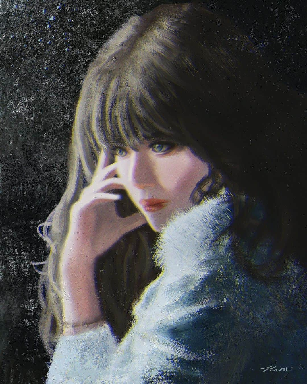 ハン・チャン（張行）のインスタグラム：「Quick Study 冬天最棒了❄️🩶 . . . #art #daily #painting #female #drawing #illustration #digitalpainting #dailyart #artoftheday #instaart #huntsdrawing #fineart #portrait」