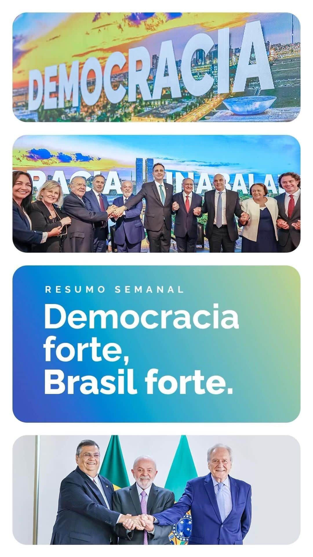ジルマ・ルセフのインスタグラム：「Confira os destaques da semana em que o Brasil mostrou, mais uma vez, que está unido pelo fortalecimento da democracia e dos interesses dos brasileiros e brasileiras. 🎥 Audiovisual/ PR」