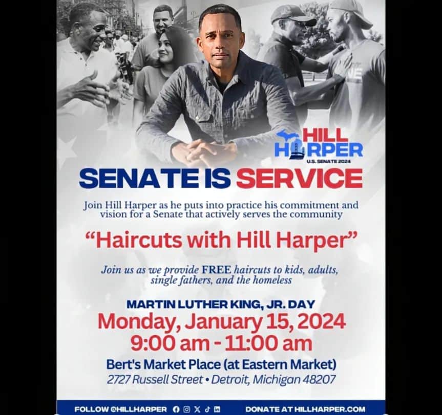 ヒル・ハーパーのインスタグラム：「The movement we are building is about redefining what we should expect from our elected officials. You shouldn't only see them at election time when they're asking for donations and votes. Serving in the Senate is about serving the people, and that principle is the foundation of this campaign.  We're performing acts of service in communities throughout Michigan, and we will continue to do so beyond the election.  Expect and demand more from elected officials and those seeking to represent us in public office. Let's not forget that the government exists to serve the people, and let's all do our part to uplift our communities!」