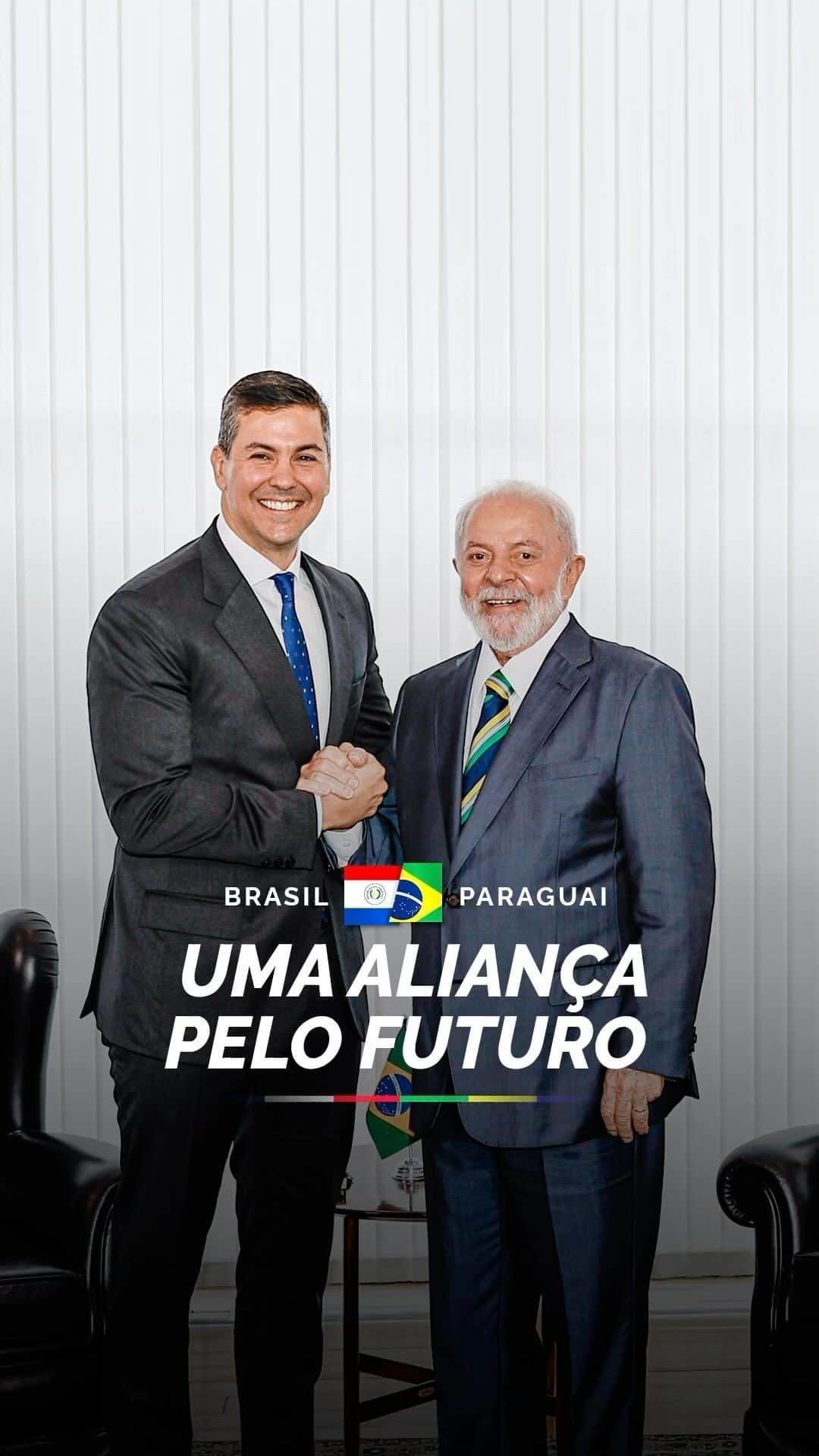 ジルマ・ルセフのインスタグラム：「O presidente Lula recebeu o presidente paraguaio, Santiago Peña. Na pauta estavam temas essenciais para a integração entre os dois países, como obras de infraestrutura e a parceria na Itaipu. Seguimos trabalhando lado a lado para fortalecer os laços entre o Brasil e o Paraguai. 🇧🇷🇵🇾  🎥 Audiovisual/ PR」