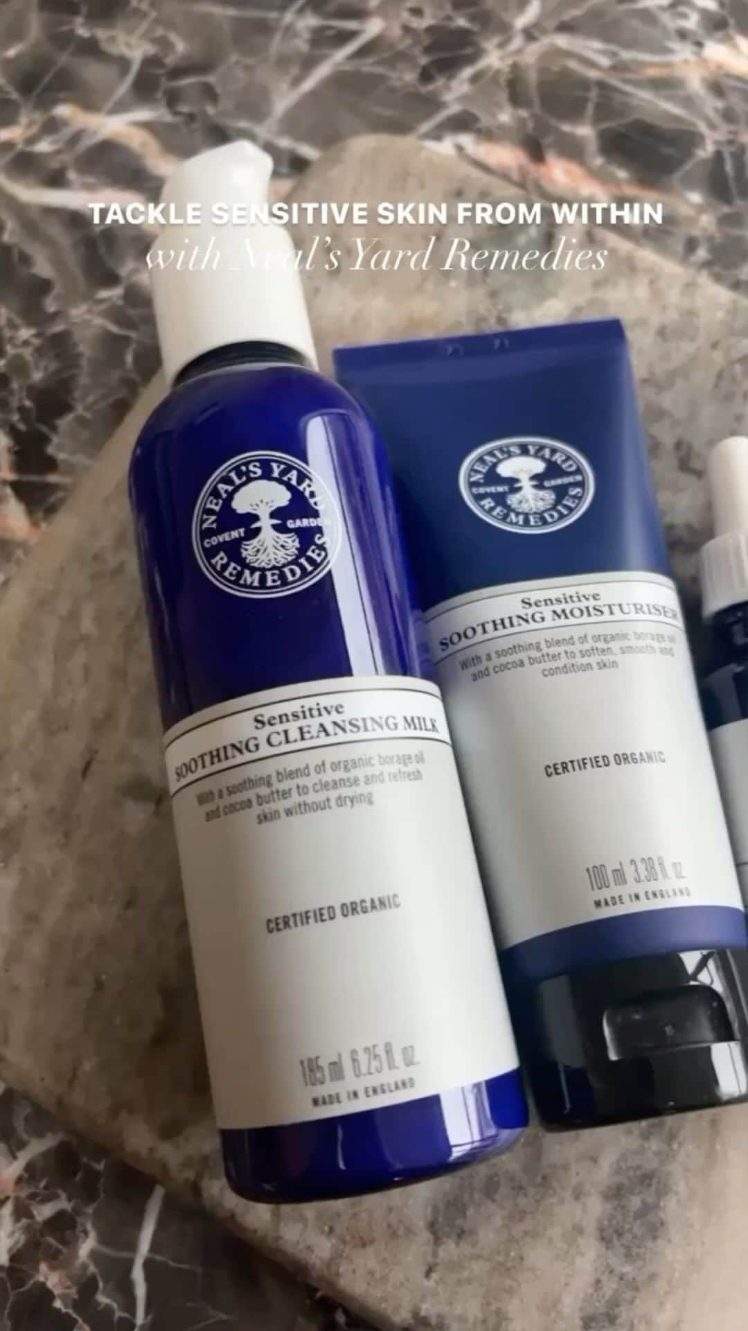 Neal's Yard Remediesのインスタグラム：「Proudly introducing my sensitive skin edit for @nealsyeardremedies. I’ve designed this edit to naturally target sensitive skin from the inside and out, combining a skincare routine and a nutrition protocol to nourish, comfort, and replenish sensitive skin.    To target sensitive skin from the outside I’ve chosen my favourite products from their natural and organic sensitive skin range, including the certified organic Restore + Smooth Serum, which is clinically proven to reduce skin reactiveness after 28 days of use. It contains naturally fermented oat extract and hyaluronic acid, and it works wonders.    I’ve also created a sensitive skin, anti-inflammatory meal plan which harnesses the healing powers of plants, including 3 nourishing meals plus the Neal’s Yard Remedies Dandelion & Burdock inner-health herbal blend, an effective way to drink your skincare and take your wellbeing regime to another level.    Head over to the nealsyardremedies.com for the full edit. #AD   #nealsyardremedies #gutskinaxis #insideoutbeauty」