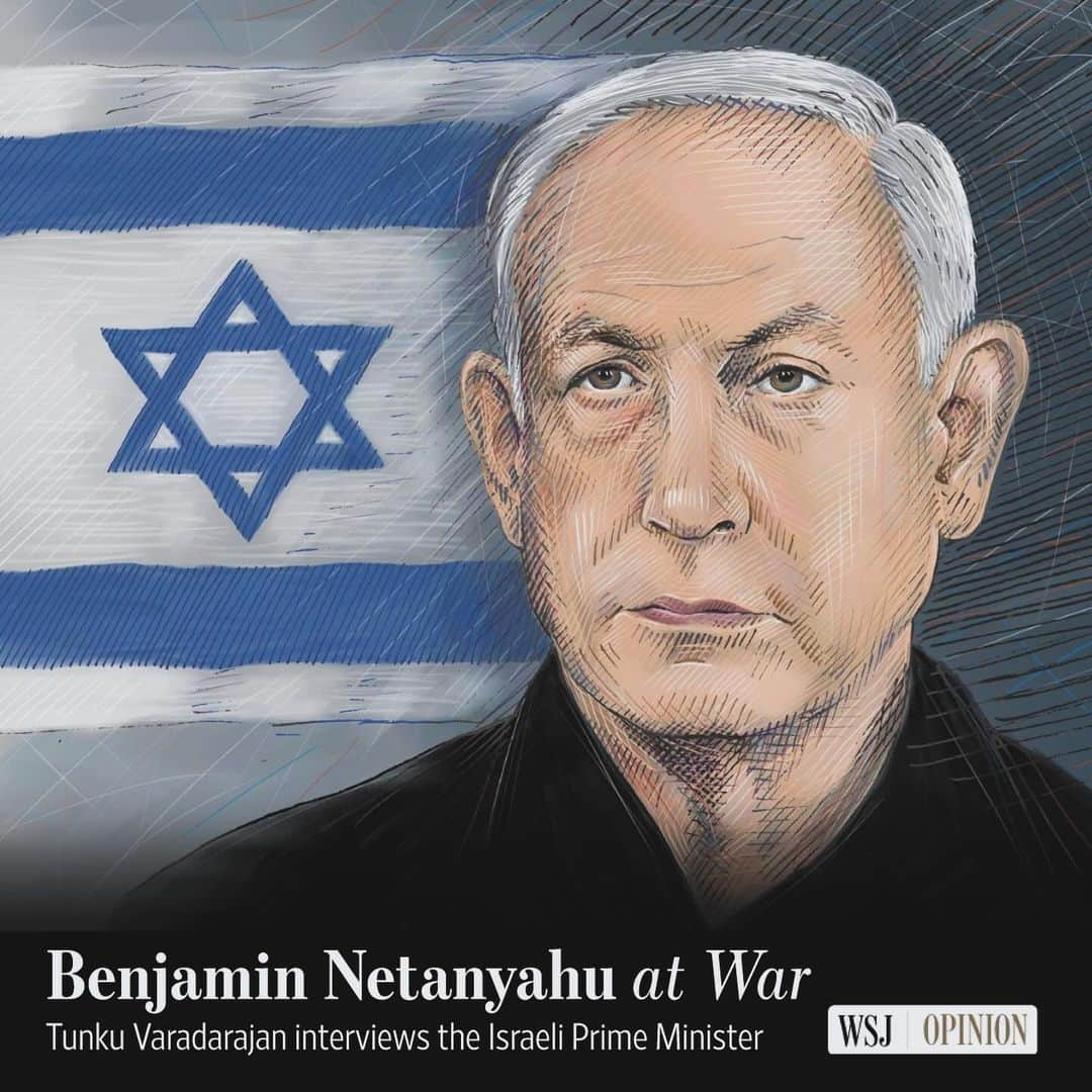 Wall Street Journalさんのインスタグラム写真 - (Wall Street JournalInstagram)「Prime Minister Benjamin Netanyahu, like most Israelis, is aghast at the way protesters in the West—especially on American campuses—demonize Israel and, in some cases, laud Hamas. “This is a problem not just for Israel but also for America,” he says, in an interview with Tunku Varadarajan for @wsjopinion.  “Many of these supporters of Hamas are woefully informed. But this goes beyond ignorance. Twenty percent of them support bin Laden,” he says, citing a recent poll of Americans under 30. “I’m obviously concerned by these demonstrations. America is the vanguard of freedom and the guarantor of liberty in this century.”  That said, he believes that America’s founding values will prevail. In addition to the ugly, often antisemitic demonstrations, he cites “the beginnings of a movement in the opposite direction.”  Netanyahu believes that the war in Gaza isn’t Israel’s alone. “Our fight is your fight.” The war against Hamas is “part of the larger struggle between the pro-American forces in the Middle East and the anti-American terror axis led by Iran.” “If we lose, you lose. If we win, you win.”  Read more on the Israeli Prime Minister’s determination to crush Hamas, diplomacy towards the Biden administration and optimism about peace with Saudi Arabia, at the link in @wsjopinion’s bio.  🎨: Barbara Kelley」1月27日 3時36分 - wsj