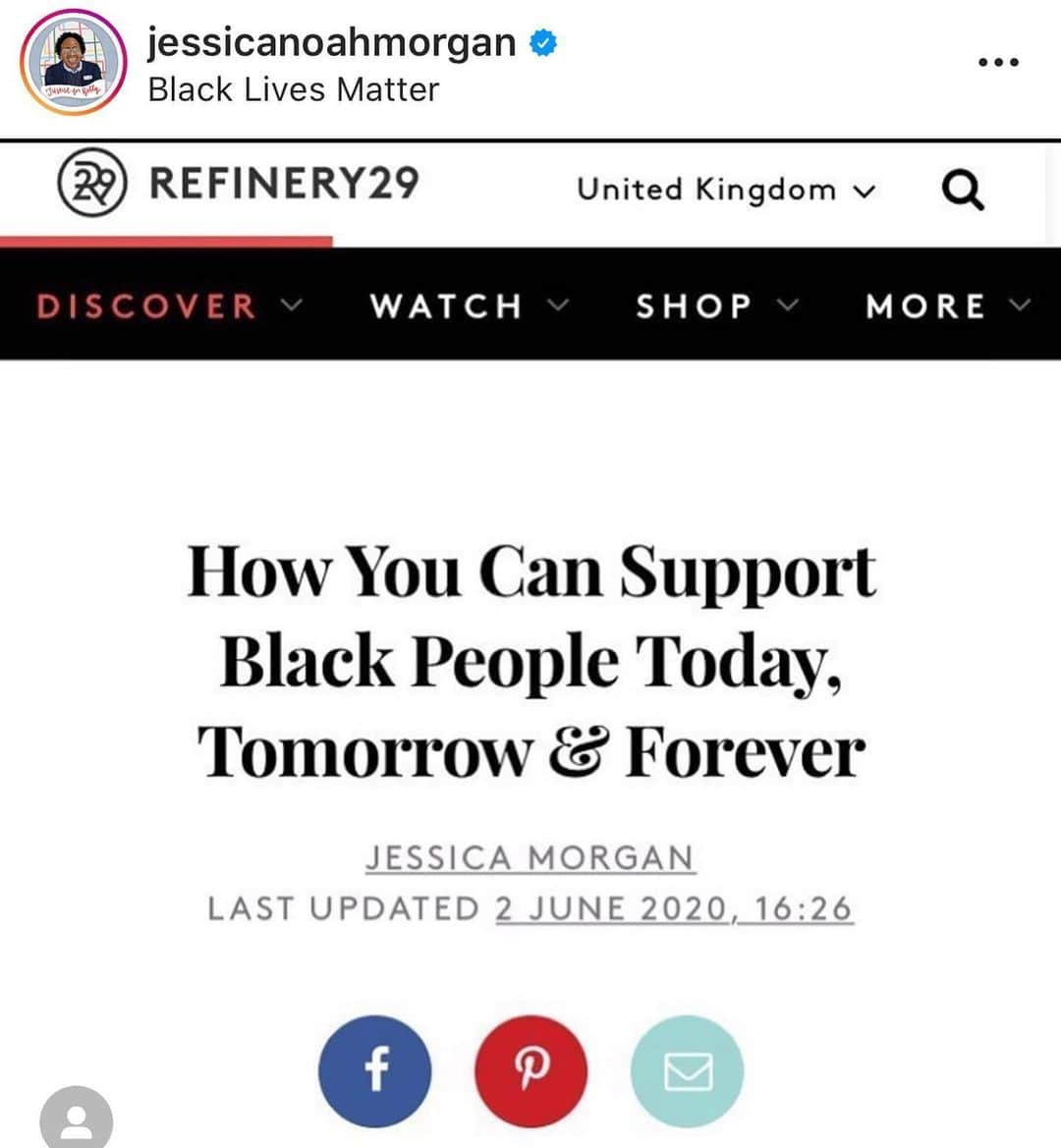 Rebecca Penfoldのインスタグラム：「Link in my bio to this amazing article by @jessicanoahmorgan  Thank you for your time and voice for this fantastic article and resource. She has put together an extensive and accessible list of where you can donate to, petitions you can sign, charities you can support, books to read and films to watch to educate yourself and friends. All with easy click through links, all in one place - link is in my bio.」