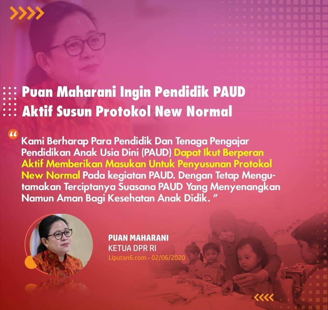 大槻ひびきのインスタグラム：「Puan Maharani Ingin Pendidik Paud Aktif Susun Protokol New Normal 🙏🇮🇩」