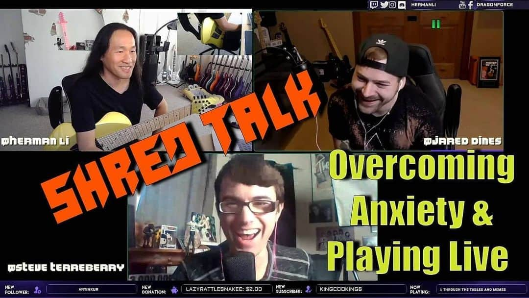 ハーマン・リさんのインスタグラム写真 - (ハーマン・リInstagram)「Video: Overcoming anxiety and playing live. @j4r3dd1n3s @steventerreberry and I talk about being scared to play live, overcoming fear, and experiencing social anxiety and bullying. We hope this helps you, you're not alone! VIDEO LINK ON BIO. #shredtalk #dragonforce #hermanli #livestream」6月4日 1時21分 - hermanli