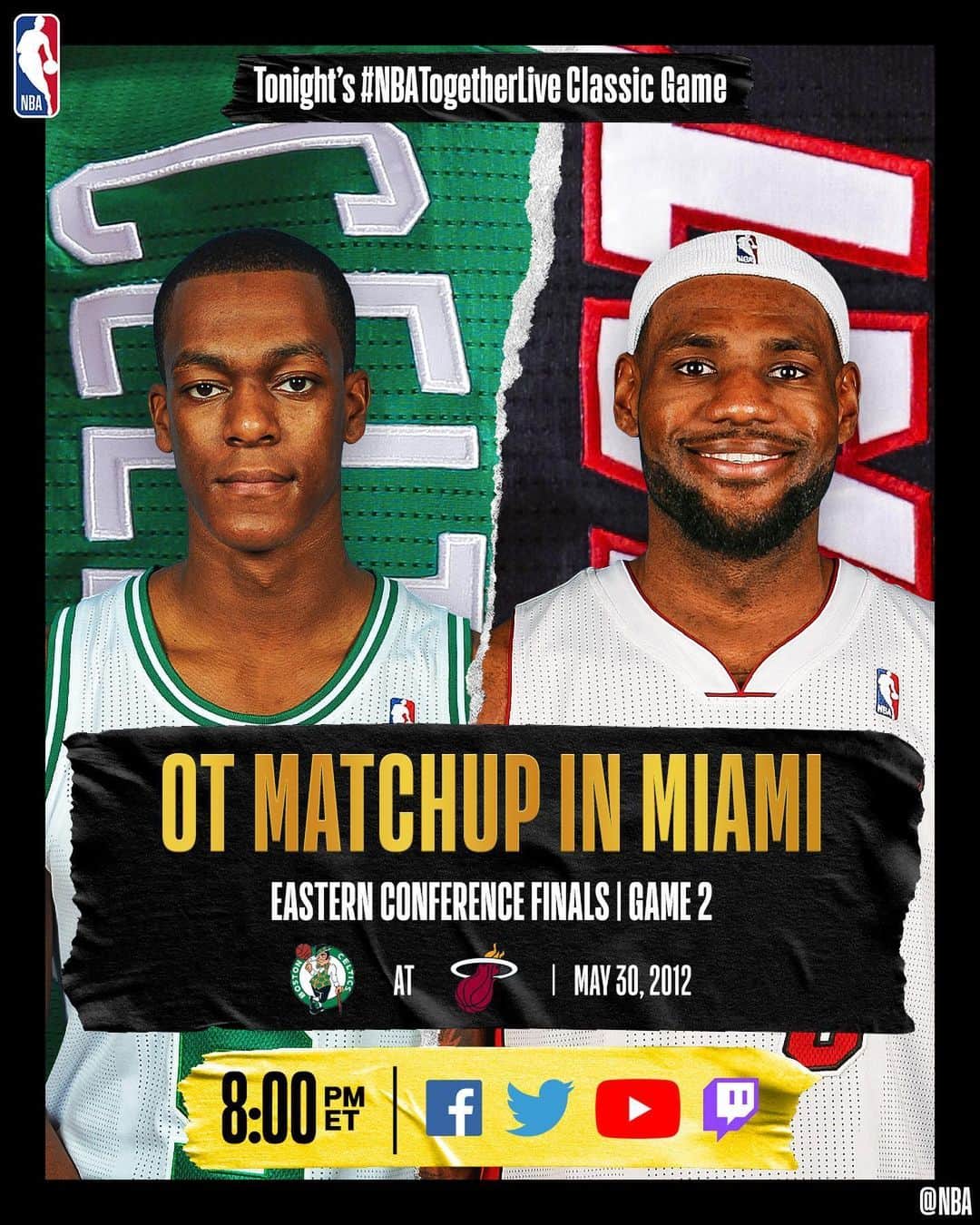 NBAさんのインスタグラム写真 - (NBAInstagram)「Tonight’s #NBATogetherLive Classic Game will feature @celtics / @miamiheat Game 2 of the Eastern Conference Finals (5/30/2012)! We’re streaming it live & watching together on @NBA Twitter, Facebook, YouTube and Twitch at 8:00pm/et.」5月31日 6時06分 - nba