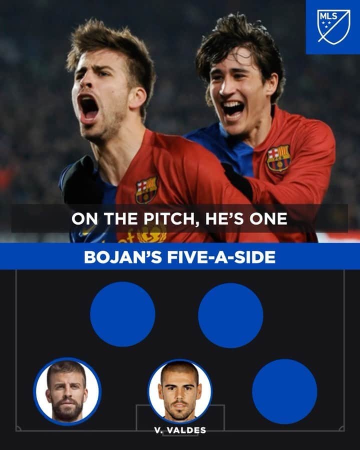 ボージャン・クルキッチのインスタグラム：「What a dilemma @mls gave me 🤔 It was difficult to decide but my 5-a-side team would be: @victorvaldesteam , @3gerardpique, @andresiniesta8, @francescototti & @10Ronaldinho. A really quality team! 🔝 🙌🏻 // Menudo dilema el que que me plantea @mls 🤔‬ Ha sido difícil la elección, pero en mi 5 ideal me quedo con: @victorvaldesteam , @3gerardpique, @andresiniesta8, @francescototti y @10Ronaldinho. ‬ ¡Mucha calidad junta! 🔝🙌🏻」