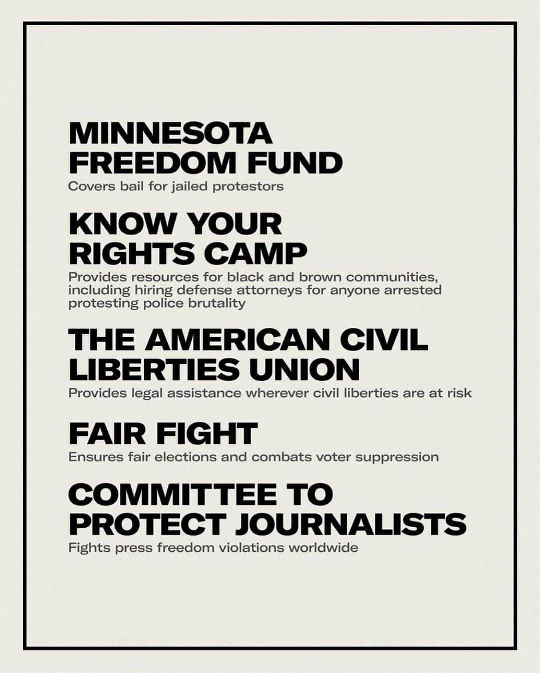 ブラッド・ゴレスキーのインスタグラム：「If you are like me and looking for ways to help right now here are few organizations that are worth learning about and donating to if you can. I’ve included swipe up links for these and a few more in my stories. #georgefloyd #blacklivesmatter #repost @gq」