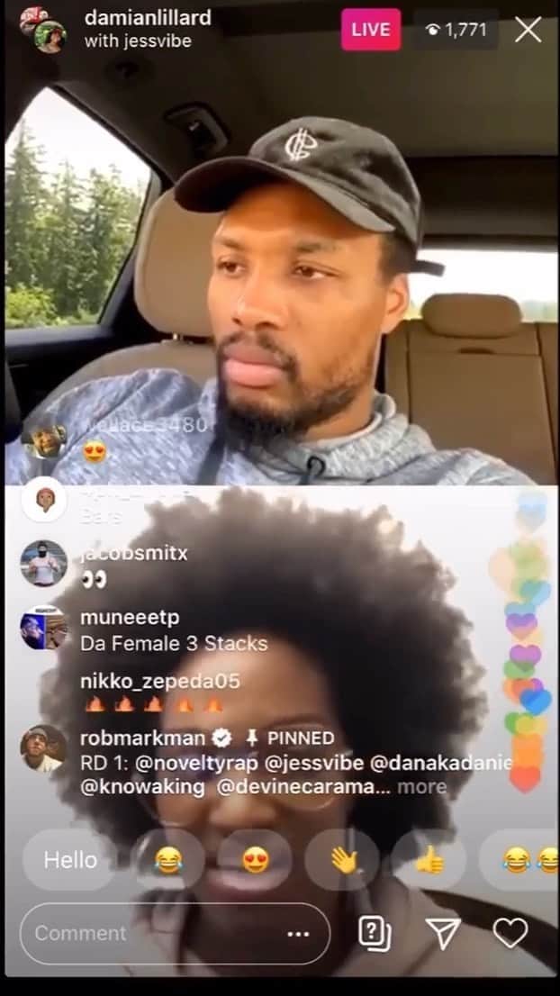 デイミアン・リラードのインスタグラム：「I’ve been using my IG Live Cypher series to give under the radar MCs in my #4BarFriday community a platform to shine during these anxious times. Shoutout to @jessvibe for using the opportunity to speak on how a lot of us are feeling right now.」