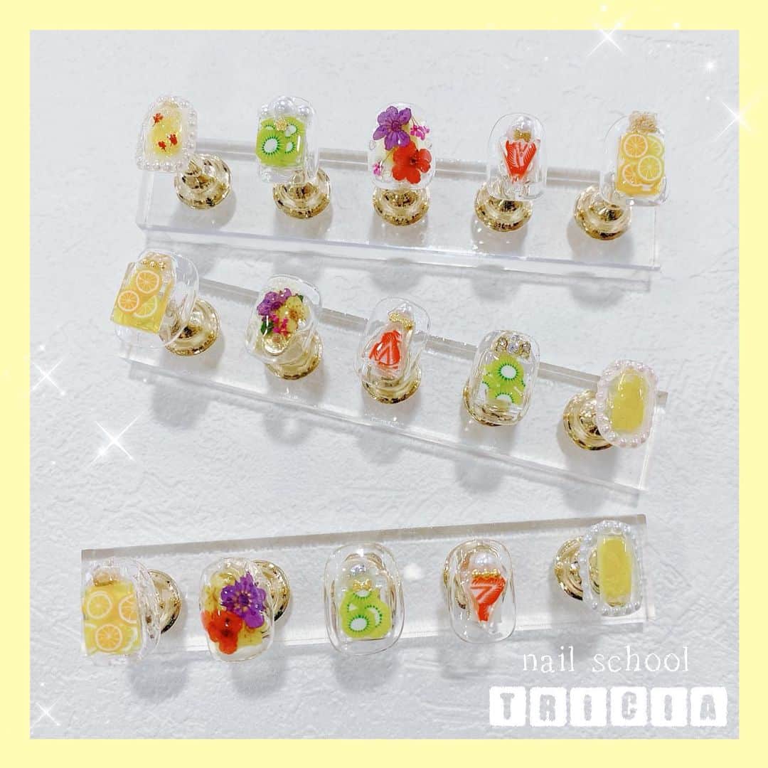 なかやまちえこのインスタグラム：「生徒さんの作品もとってもとっても可愛いので見てください😳😳😳💓✨⠀ ご自分の爪でLessonされた生徒さんの作品もjuicyでとても爽やかで美味しそうです☺️💓💓⠀ ⠀ #nail #nails #nailart #ネイル #美甲 #ネイルアート  #japanesenailart #manucure #japanesenails #manicurist #gelnails #أظافر #네일아트 #미용 #vẽmóng #サマーネイル #summernails #夏ネイル #fruitnails #フルーツネイル #tricia #nailschool #ネイルスクール #トリシア #表参道 #ネイルスクールトリシア #ネイルスクールtricia @nailschooltricia @prexyofficial @nail_premall」