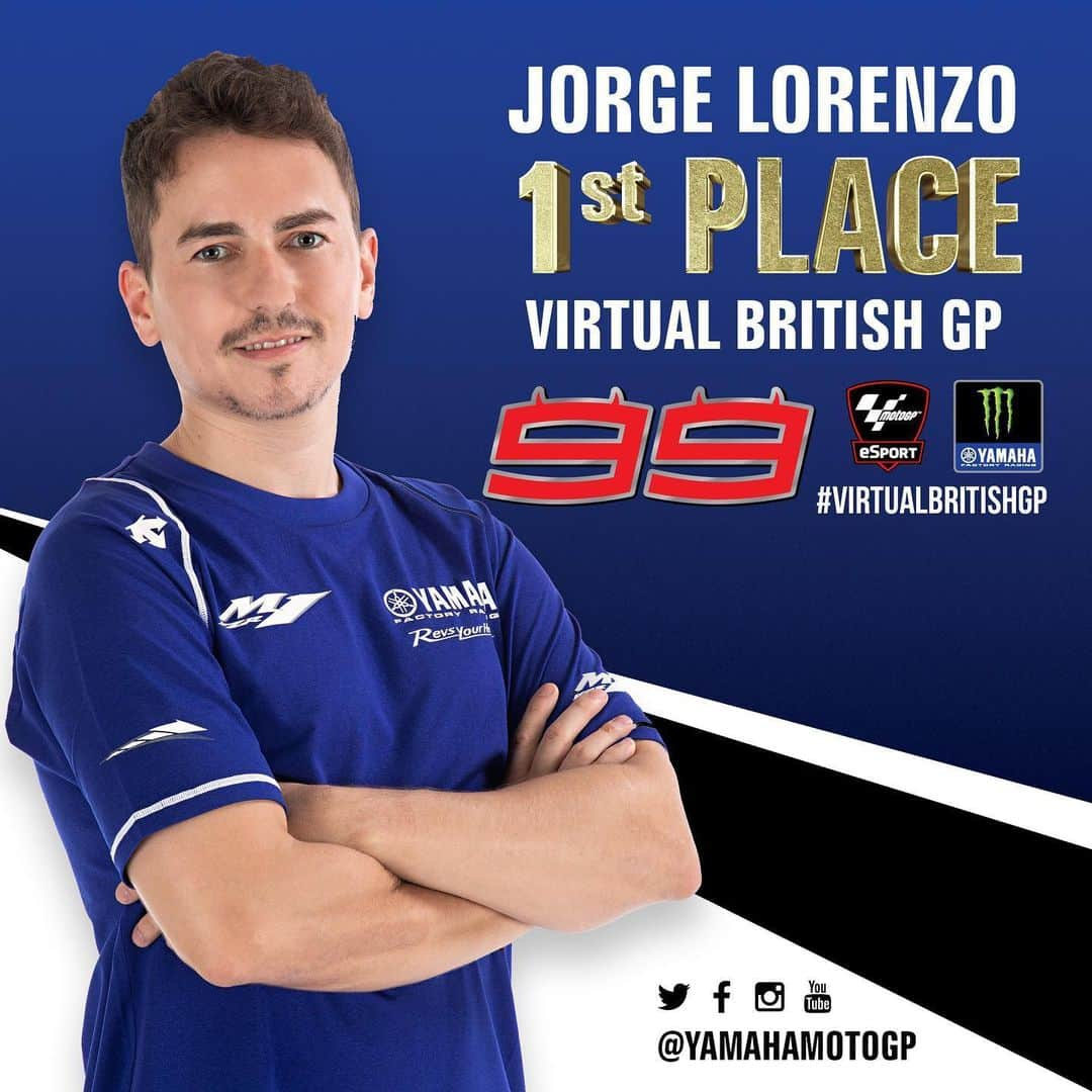 YamahaMotoGPさんのインスタグラム写真 - (YamahaMotoGPInstagram)「@jorgelorenzo99's done it! 🏆 . He was the Wild Card but still secured the #VirtualBritishGP trophy with pure skills 🎮 . . #MonsterYamaha | #MotoGP | #StaySafe | #DoYourPart | @motogp | @motogpesport」5月31日 22時52分 - yamahamotogp