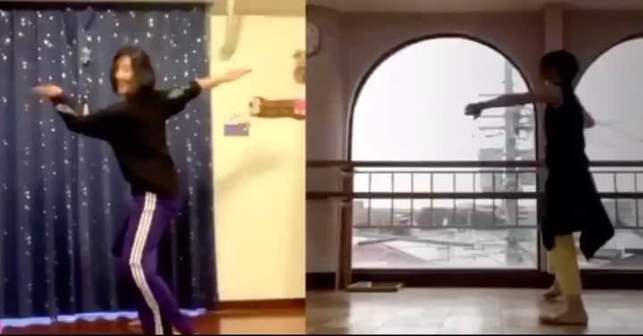貴千碧のインスタグラム：「かけるとのオンラインダンスキャンプ💃✨✨ かけるがタイムラグ分早く踊ってくれてこんなにシンクロ😭✨🙏 楽しかったー❣️❣️ ラストのフィニッシュ💃✨ . . . . . #オンライン#コラボワークショップ#シンクロ 絶対同じ音で踊ってもズレてしまうのにかけるが#奇跡 の合わせ技‼️✨ 本当に素晴らしいです#風馬翔　兄ちゃん😭🙏✨ #グレーティストショーマン いい曲ばっかり❤️ #日本全国　の#ダンス大好き　な方々とコラボできるオンラインってすごい💃✨#ミュージカル のダンスキャンプって珍しかったのではないでしょうか✨ キャンプにご参加下さいました皆様、IGTVにまだまだ残ってるので見てくださいね😘アフタートークでも宝塚時代の話も沢山したよー✌️ . . かけるはなんと1年365日中360日くらいは必ずバーレッスンをしていると。 本当に素晴らしいなと思いました‼️✨ 今日から6月‼️1年の半分きましたね😱皆様本日も素敵な1日をお過ごし下さい☺️✨🙏 #踊る佃煮屋 #貴千碧」