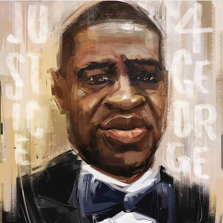 ヤニ・ゲルマンのインスタグラム：「Justice for George Floyd ❤️ Portrait by @nikkolas_smith」