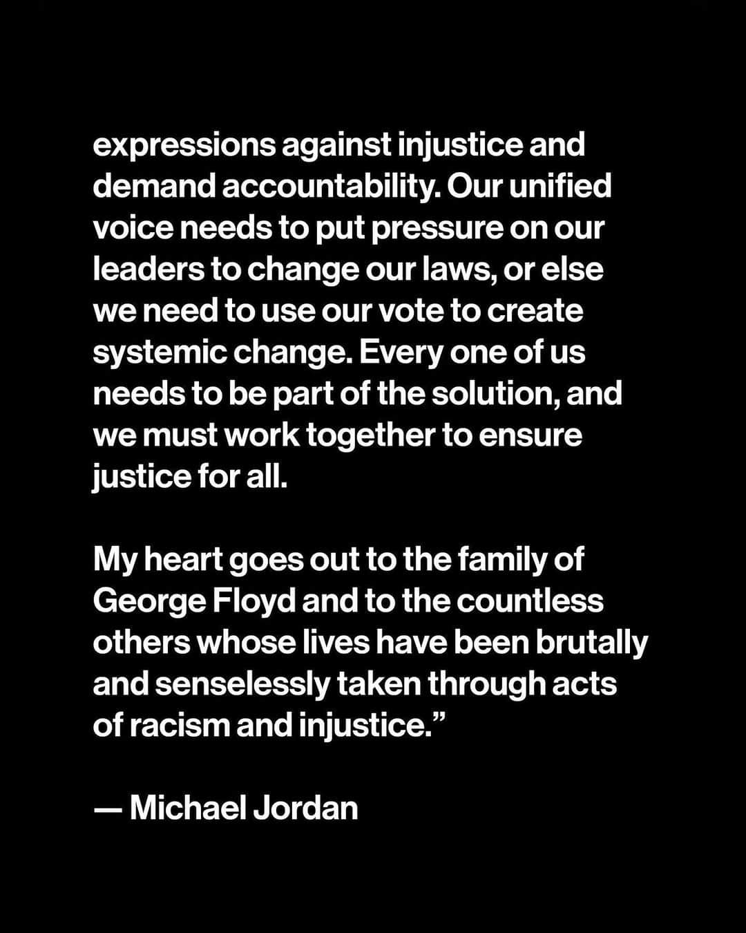 Jordanさんのインスタグラム写真 - (JordanInstagram)「A statement from Michael Jordan:」6月1日 5時59分 - jumpman23