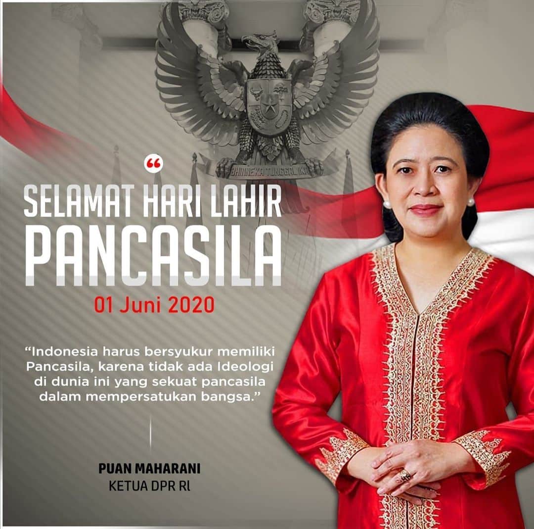 大槻ひびきのインスタグラム：「SELAMAT HARI LAHIR PANCASILA • Indonesia harus bersyukur memiliki Pancasila, karena tidak ada ideologi di dunia ini yang sekuat pancasila dalam mempersatukan bangsa. • #PuanMaharani」