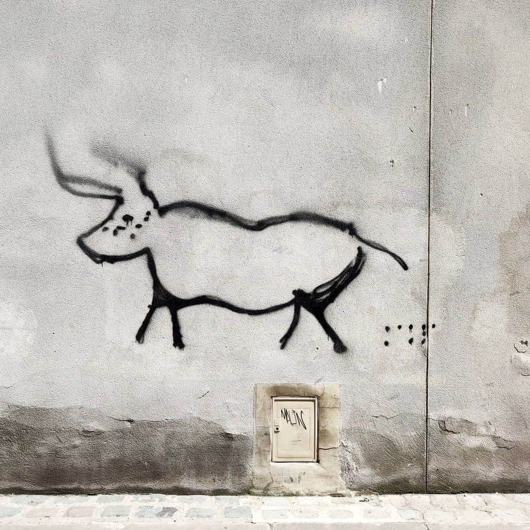 ラボッテガーディアンさんのインスタグラム写真 - (ラボッテガーディアンInstagram)「Art de rue #taureau #vache #cowsofinstagram #paris #graphity_arts #streetartparis #cow #cowboy #streetstyle #camargue  #insporation #arterupestre」6月1日 18時52分 - labottegardiane