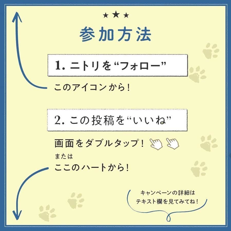 「お、ねだん以上。」ニトリ公式アカウントさんのインスタグラム写真 - (「お、ねだん以上。」ニトリ公式アカウントInstagram)「ご好評につき第2弾！ ひんやりベッドでまどろむかわいいペットたちに癒されてみませんか？フォロー＆いいねキャンペーン開催中😊 "いいね"と思った方はぜひ、 @nitori_official をフォロー＋「画面をダブルタップ」または「♡をタップ」してください💕 それだけで、本キャンペーンに参加できます。 参加してくださった方の中から10名様に、ニトリ商品券2,000円分をプレゼント👍 . キャンペーン期間は6/14(日)まで . 参加方法はこちら❄ ①ニトリ公式Instagramアカウント「@nitori_official」をフォロー ②この投稿を「いいね！」する ※これまでに @nitori_official をフォローいただいている方も対象です。 . 写真投稿キャンペーンも同時開催中📸 6/14(日)まで。 Nクールペットベッドとかわいい「うちの子」の写真を投稿していただいた方30名様に、かわいいプレゼントが♪ 「#nクールペットベッド」で参加者の皆様の投稿もご覧いただけます。 ぜひ参加してみてくださいね！ . 【アイテム紹介：写真3枚目】 商品名：犬・猫用ペットベッド(NクールWSP ゴロネ o-i) お値段：1,809円（税別） 商品コード：7564354 . 商品名：犬・猫用ペットベッド　Ｍ(NクールWSPo-iマルBL M) お値段：2,719円（税別） 商品コード：7564376 . 商品名：犬・猫用ペットベッド　Ｍ(NクールWSPo-iマルGY M) お値段：2,719円（税別） 商品コード：7564378 . 【アイテム紹介：写真4枚目】 商品名：犬・猫用ペット敷パッド(Nクール o-i BL) お値段：418円（税別） 商品コード：7564351 . 商品名：犬・猫用ペットベッド　Ｍ(Nクール o-i マル BL M) お値段：1,355円（税別） 商品コード：7564355 . 商品名：犬・猫用ペットベッド　Ｍ(Nクール o-I シカクBL M) お値段：1,355円（税別） 商品コード：7564359 . 【アイテム紹介：写真5枚目】 商品名：犬・猫用ペットベッド(Nクール ゴロネ o-i) お値段：909円（税別） 商品コード：7564353 . 商品名：犬・猫用ペットベッド　Ｍ(Nクール o-i マル GY M) お値段：1,355円（税別） 商品コード：7564357 . 商品名：犬・猫用ペットベッド　Ｍ(Nクール o-i シカクGY M) お値段：1,355円（税別） 商品コード：7564362 . 【アイテム紹介：写真6枚目】 商品名：犬・猫用ペットベッド　Ｍ(Nクールo-i マル9 BL M)　※ニトリネット限定 お値段：909円（税別） 商品コード：7564365 . 商品名：犬・猫用ペットベッド(Nクール o-i レモン)　※ニトリネット限定 お値段：1,809円（税別） 商品コード：7564372 . 商品名：犬・猫用ペットベッド(Nクール o-i スイカ)　※ニトリネット限定 お値段：1,809円（税別） 商品コード：7564373 . 商品名：犬・猫用ペットベッド(Nクール o-i キウイ)　※ニトリネット限定 お値段：1,809円（税別） 商品コード：7564374 . ※家具やオーダーカーテン等はニトリネットでゆっくりご覧いただけます。 ※写真の商品は季節品につき各店在庫限り、完売となる場合がございます。 ※当選発表は7月上旬頃、厳正な抽選のうえ、ご参加いただいた方の中から10名様を決めさせていただき、当選者の方にのみInstagramのダイレクトメッセージにてご連絡させていただきます。 ※Instgramの非公開アカウント設定をOFFにしている必要があります。 ※ニトリ公式Instagramアカウント「@nitori_official」のフォローをはずされておりますと当選連絡ができなくなりますので、ご注意ください。 ※当選で獲得された権利は、他の人に譲渡することはできません。 ※プレゼントの発送は、日本国内に限定させていただきます。 ※プレゼントの内容は予告なく変わる場合がございます。あらかじめご了承願います。 ※当キャンペーンは、Facebook社・Instagramとは一切関係ありません。 . #nクールペットベッド #nクール #mynitori #ニトリで購入 #ニトリのペットベッド #ペットベッド #ペットグッズ #犬をダメにするベッド #猫をダメにするベッド #いぬすたぐらむ #ねこすたぐらむ #犬のいる暮らし #猫のいる暮らし #いぬのいる暮らし #ねこのいる暮らし #いぬバカ部 #ねこ部 #ねこのいる生活 #犬 #猫 #いぬ #ねこ #ペット #ペットのいる生活 #ニトリ #おねだん以上 #写真投稿キャンペーン #プレゼントキャンペーン #キャンペーン実施中 #いいねキャンペーン」6月1日 12時00分 - nitori_official