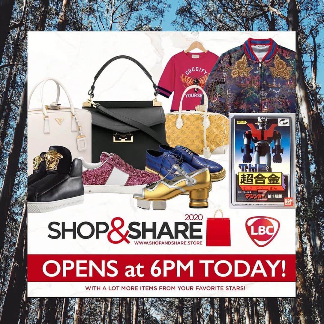 のインスタグラム：「The whole team behind S&S have been working hard this past week and FINALLY we are going LIVE at 6pm tonight. Put your alarms on so you can get first dibs on items from your favorite celebs who have generously donated some of their belongings that have meant something to them. From shoes, clothes, bags, memorabilia, toys and cars! There’s a lot to go through. Come Shop & Share. ❤️ All proceeds will go towards working with and aiding the government in increasing testing for our fellow filipinos. If we all work together, we can get through this. Thank you for your support in advance ❤️ A huge thank you to @lbcexpress for partnering with us and giving friendly shipping rates!!!!! Link in bio! @shopandshareph」