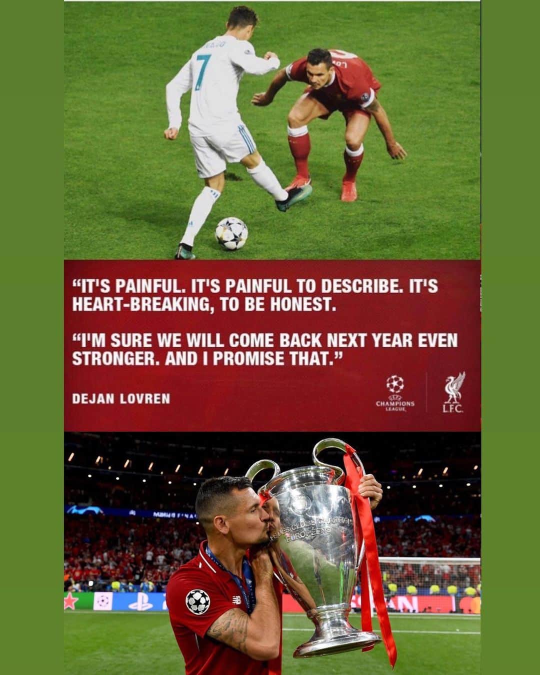 デヤン・ロヴレンのインスタグラム：「Don’t make a promise you cannot keep and don’t say something unless you mean it.  @liverpoolfc #1year」