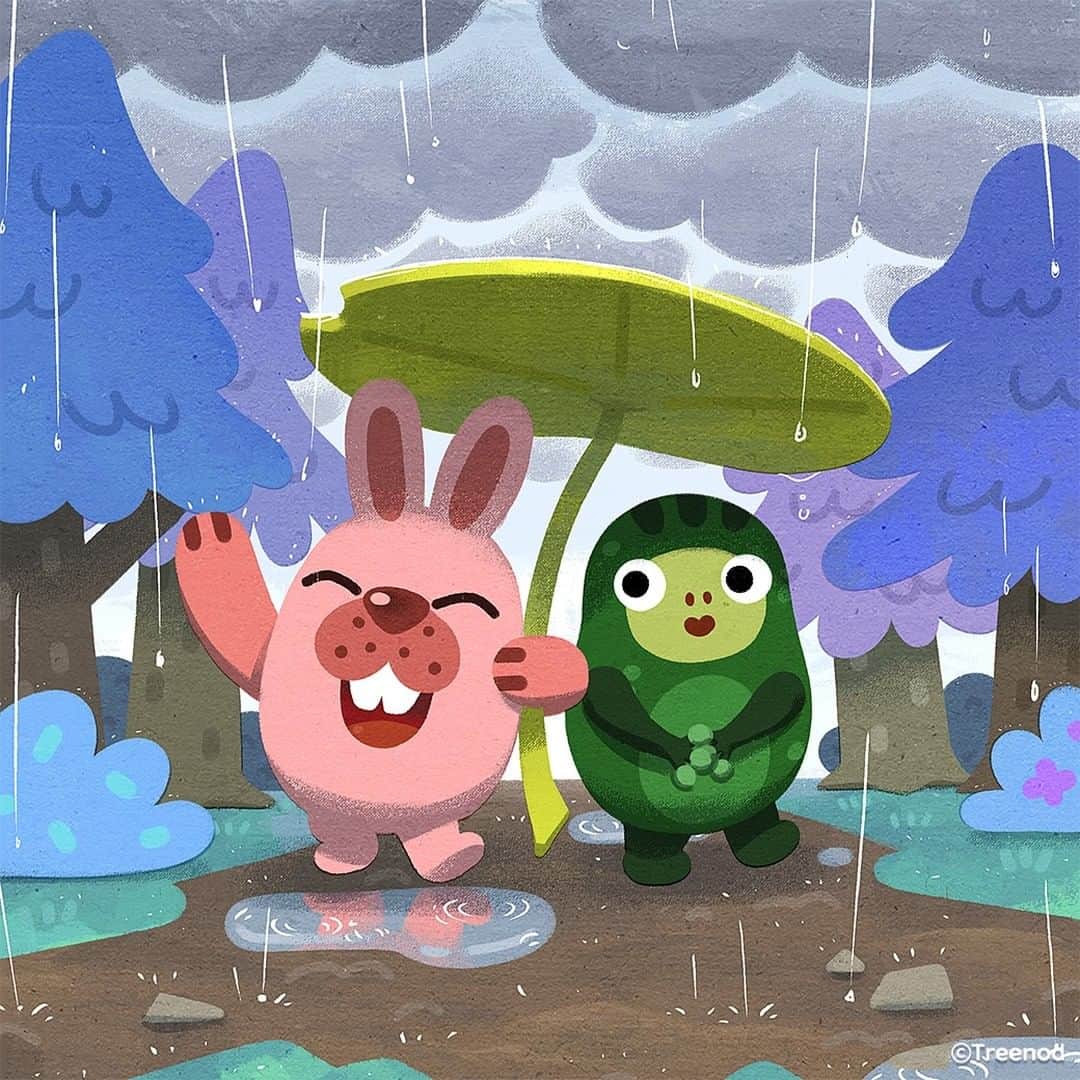 ポコタさんのインスタグラム写真 - (ポコタInstagram)「雨の日も友達と一緒なら楽しいよな～！ - It's fun to walk in the rain if I am with friends!  #ポコタ #ポコパン #ポコポコ #梅雨 #散歩 #イラスト #雨 #pokota #pokopang #illustration #bunny #walk #rainyday」6月1日 18時00分 - pokopang.info