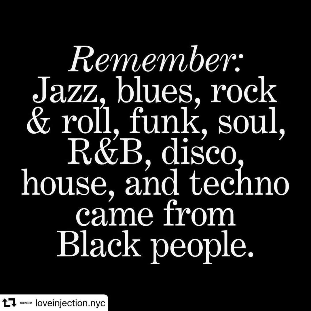 のインスタグラム：「#repost @loveinjection.nyc ・・・ As DJs and publishers that benefit by playing and publishing music, words, and art by Black people, we stand forever in solidarity with them and those protesting racism and police brutality in this country. Let it be clear that jazz, blues, rock & roll, funk, soul, R&B, disco, house, and techno are contributions by Black Americans despite generational, systemic oppression. The beauty of their unrelenting spirit is embodied in sound, which the world has the privilege of enjoying without knowing their struggle. It is not enough to be passively non-racist today, but actively anti-racist. Educate yourselves and support #BlackLivesMatter with your presence, your dollars and your everyday denunciation of racism.」